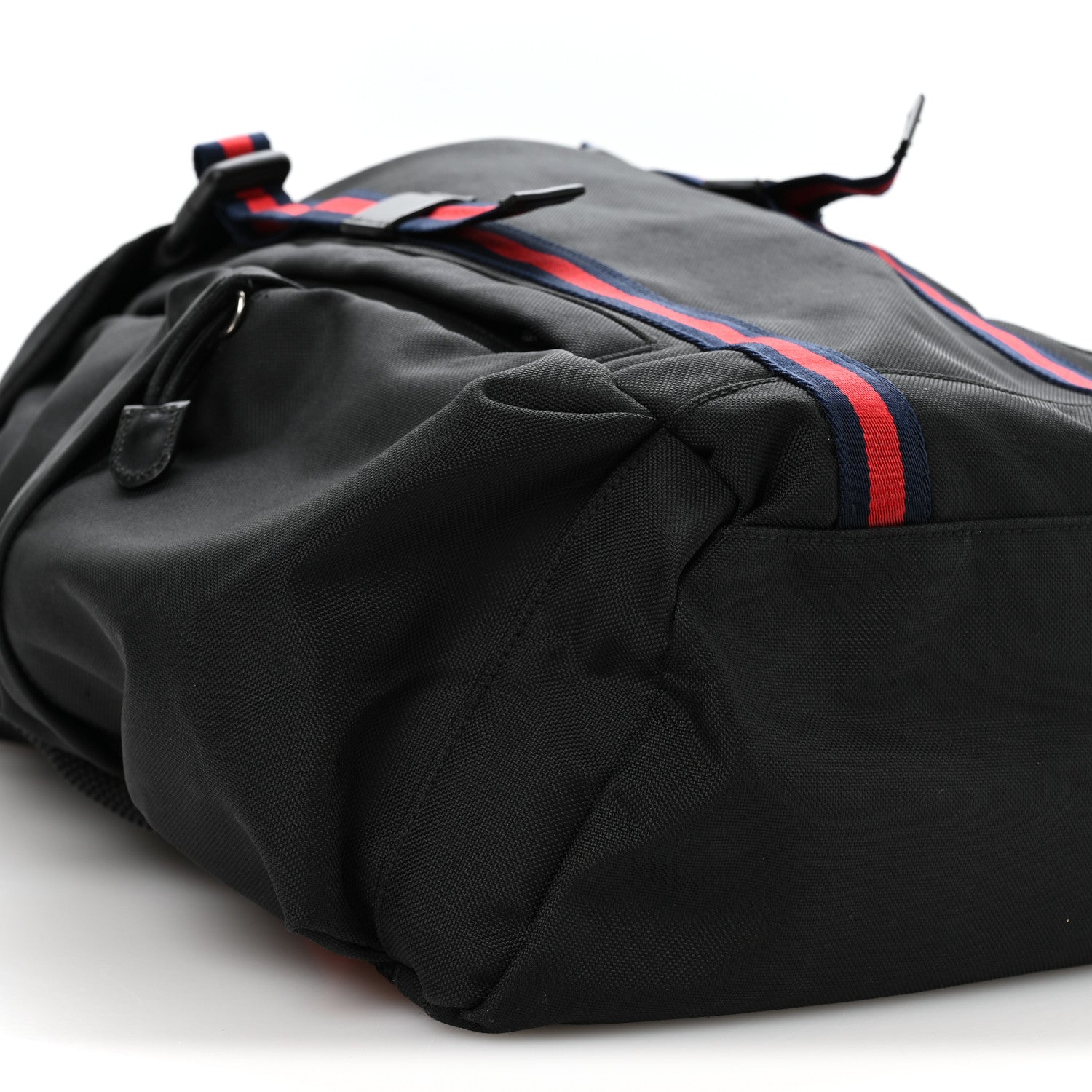 Techno Canvas Web Double Buckle Backpack Black