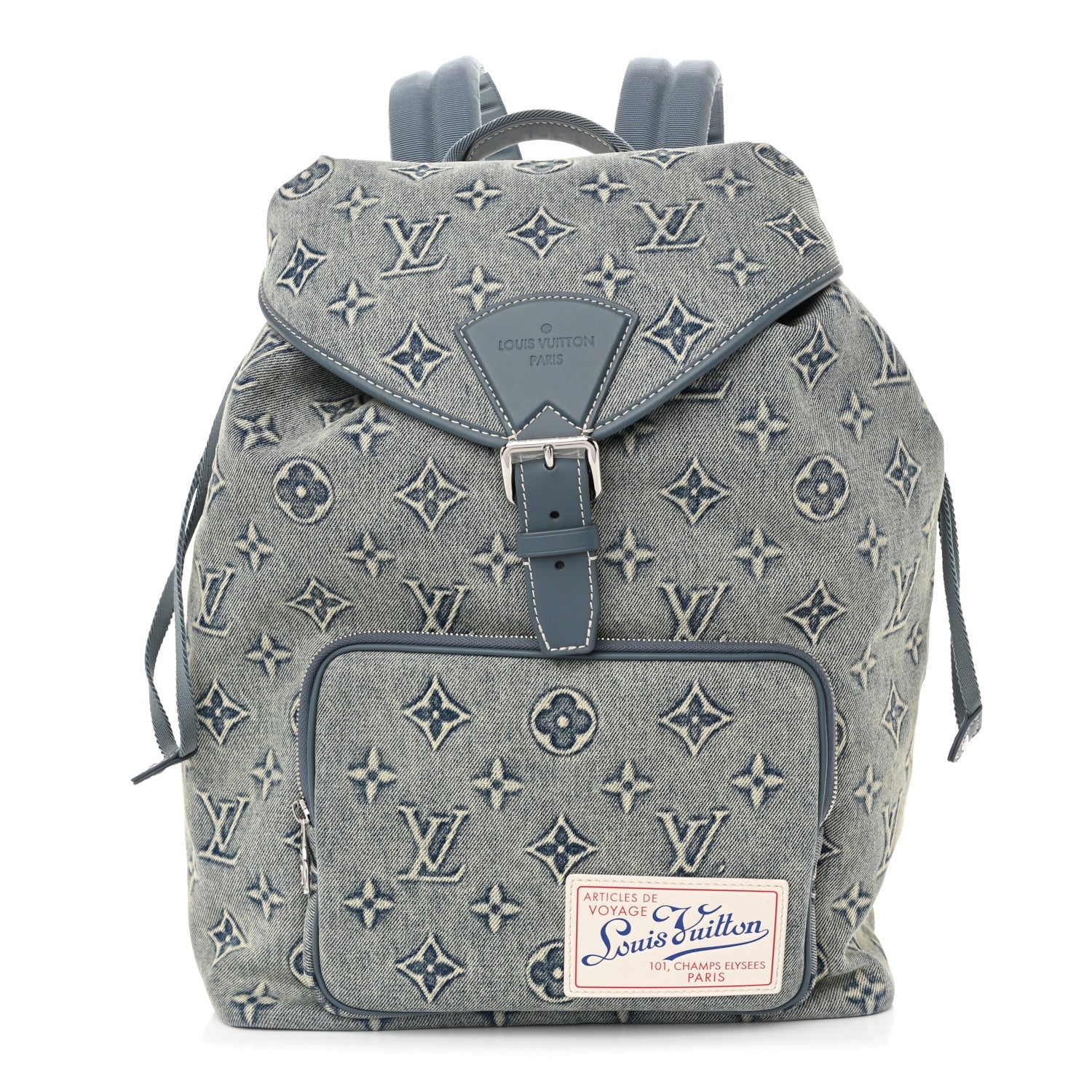 Monogram Denim Washed 3D Montsouris Backpack Blue