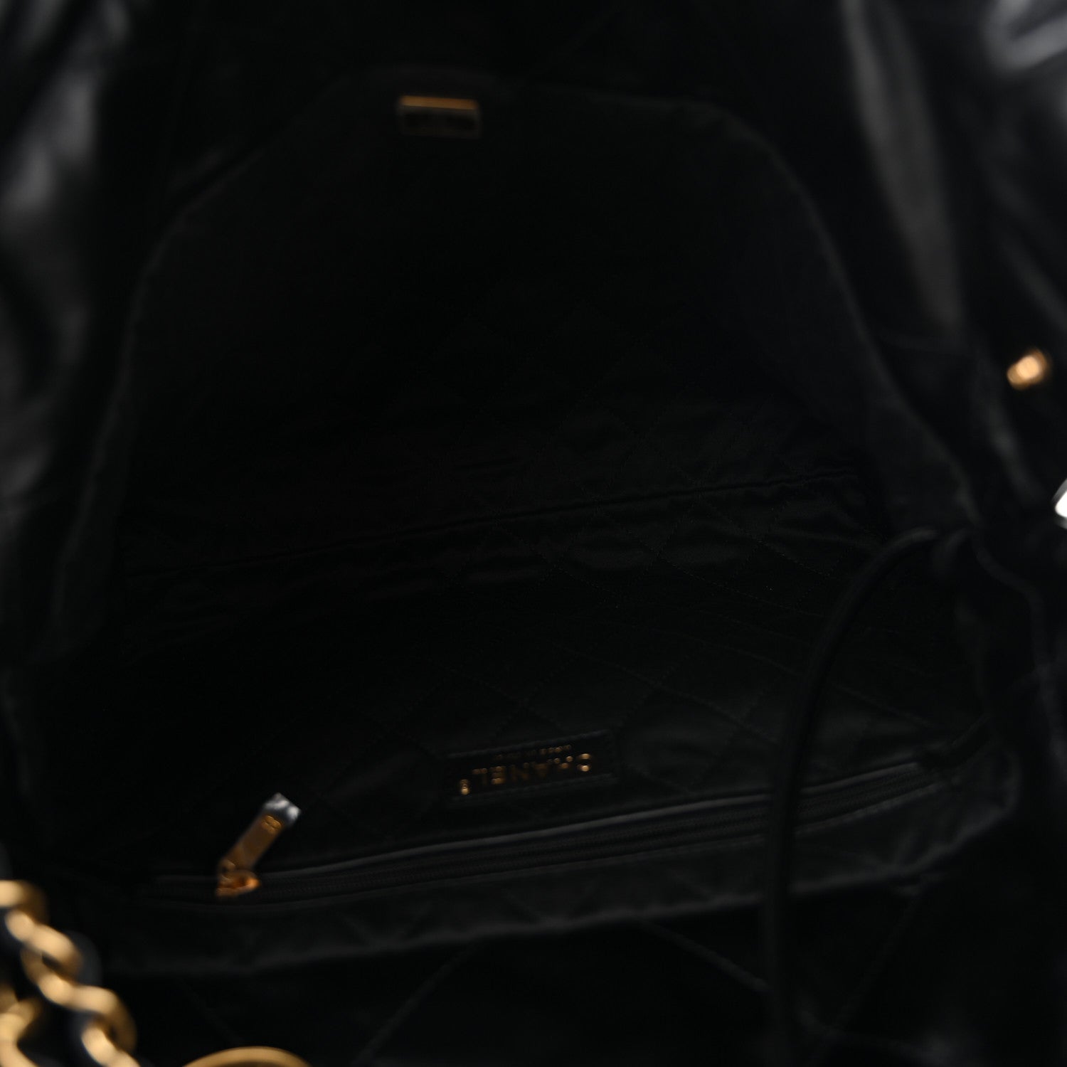 Shiny Calfskin Quilted Small Chanel 22 Black
