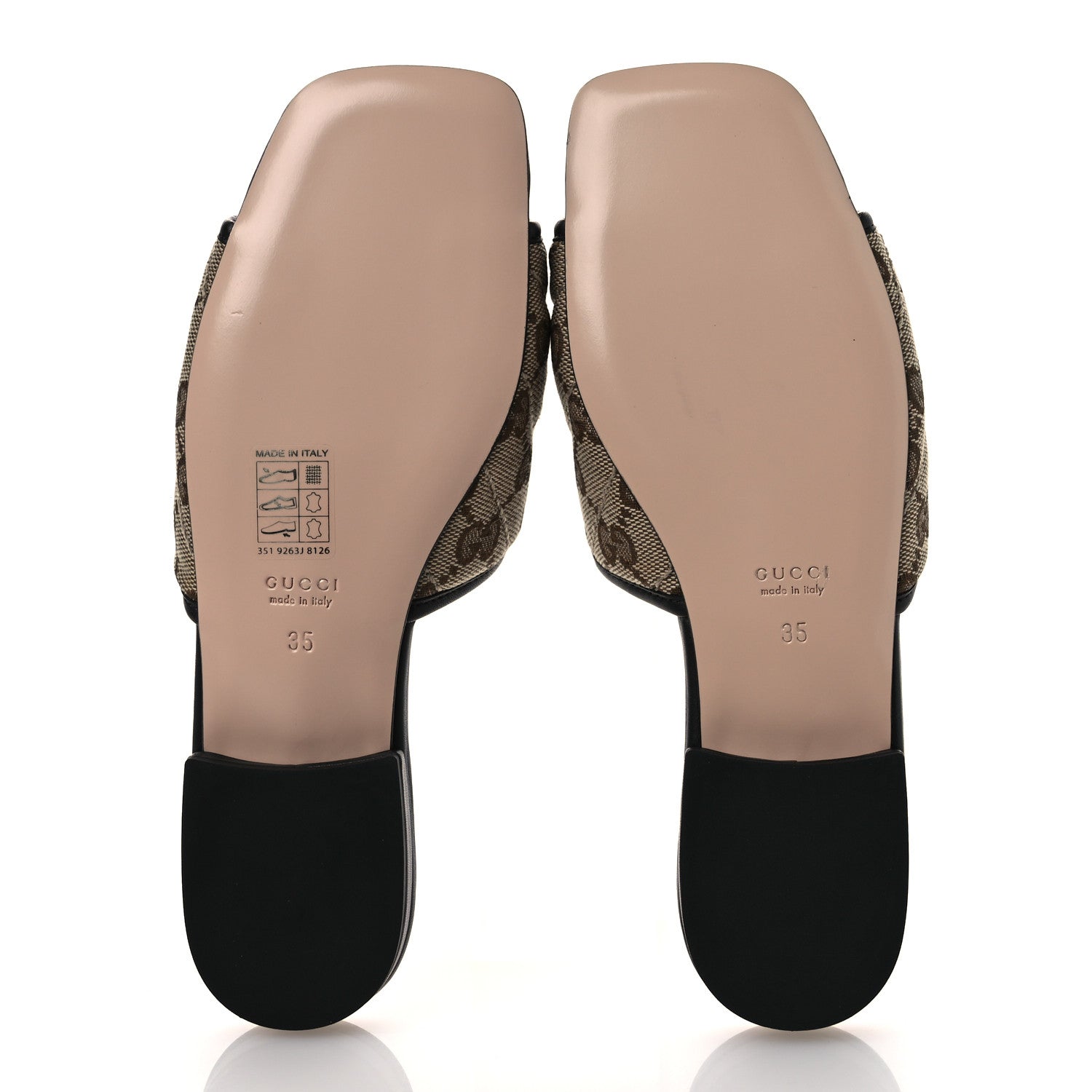 Monogram Matelasse Diagonal GG Marmont Flat Slide Sandals 35 Beige Ebony Black