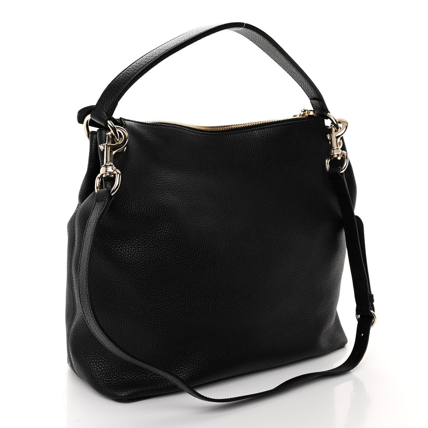 Pebbled Calfskin Large Soho Hobo Black