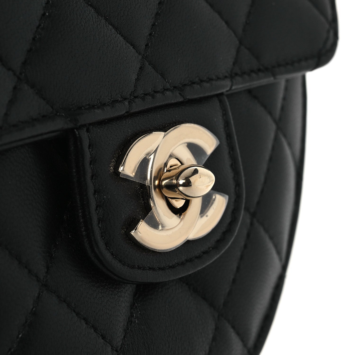 Lambskin Quilted CC In Love Heart Clutch With Chain Black
