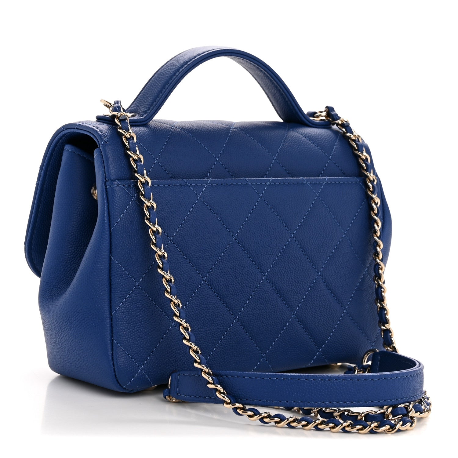 Caviar Quilted Small Business Affinity Flap Dark Blue