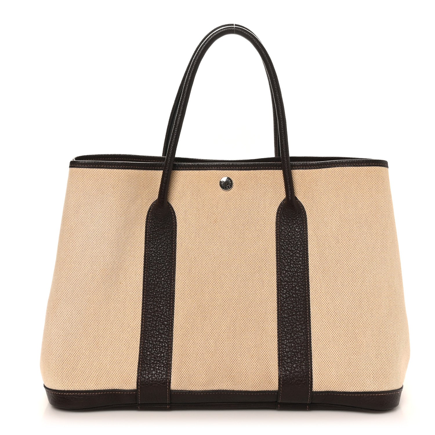 Toile Buffle Gala Garden Party Tote 36 MM Marron Fonce