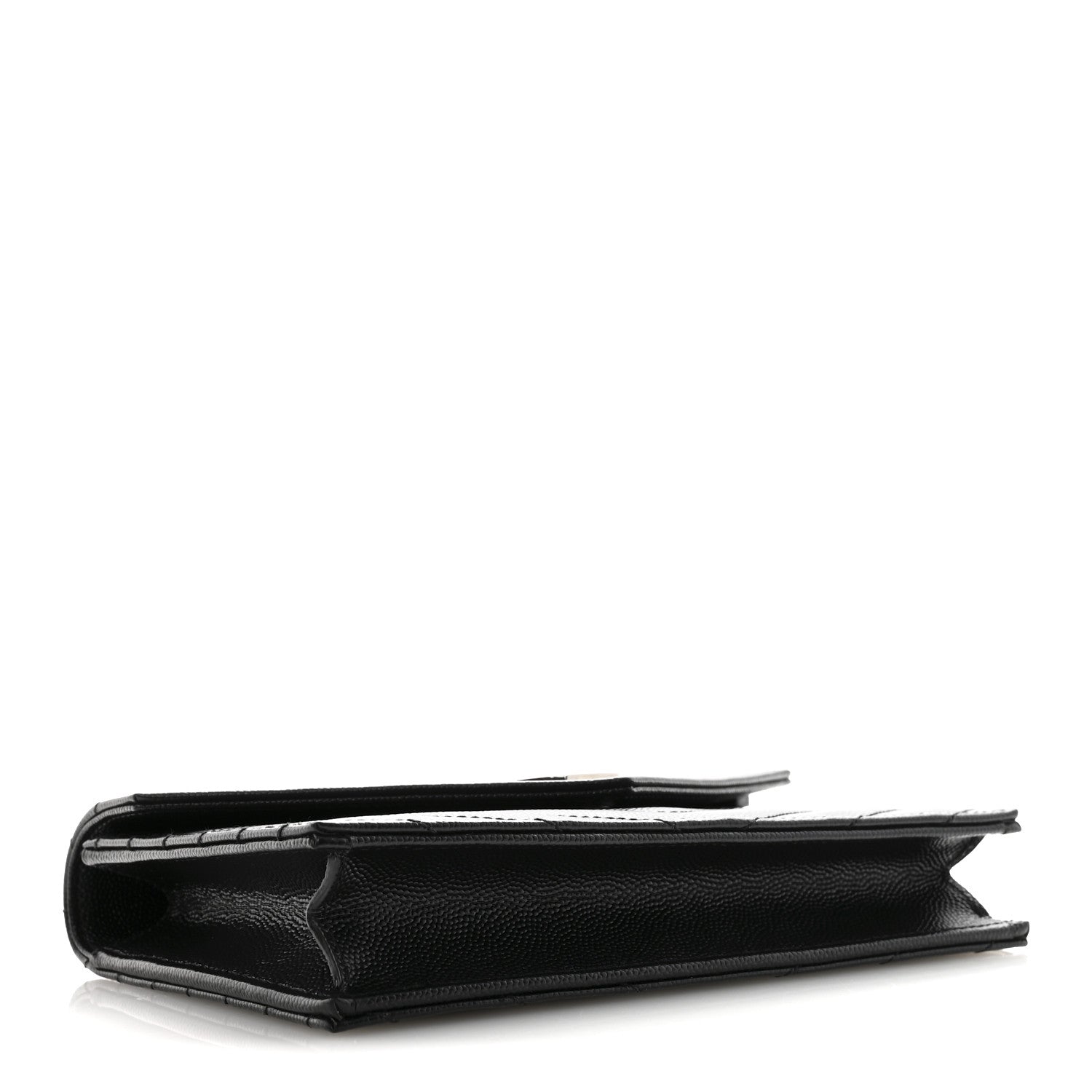 Grain De Poudre Matelasse Chevron Monogram Envelope Chain Wallet Black