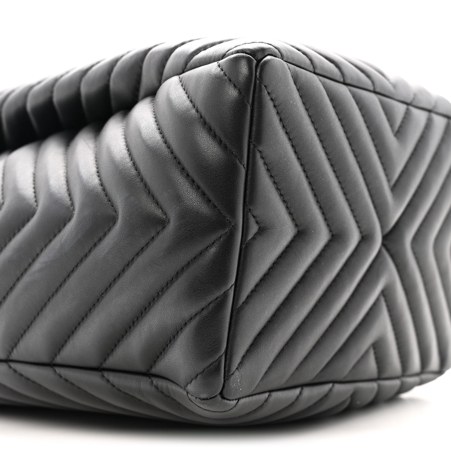 Lambskin Chevron Small Urban Spirit Drawstring Bag Black