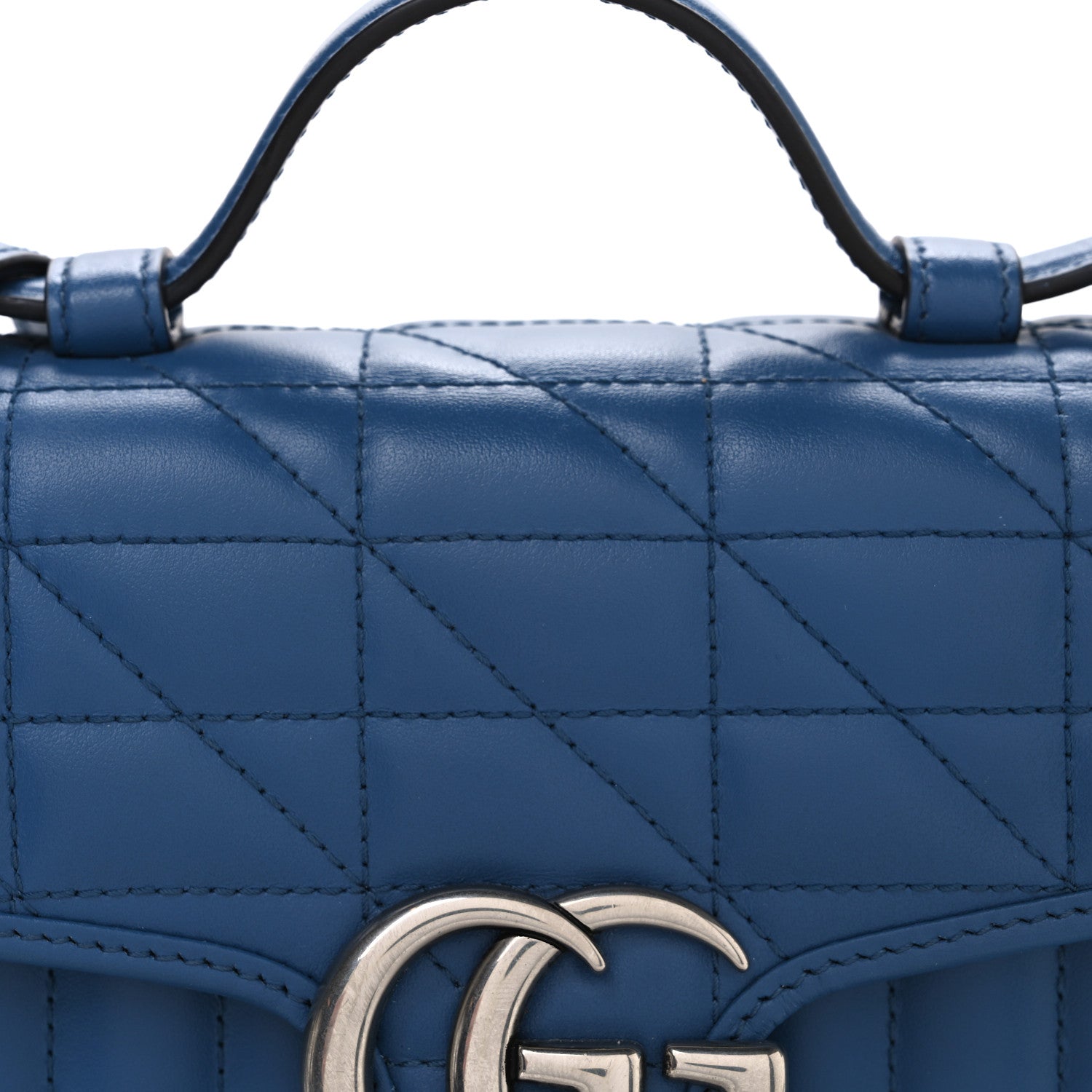 Calfskin Matelasse Aria Mini GG Marmont Top Handle Shoulder Bag Clear Blue