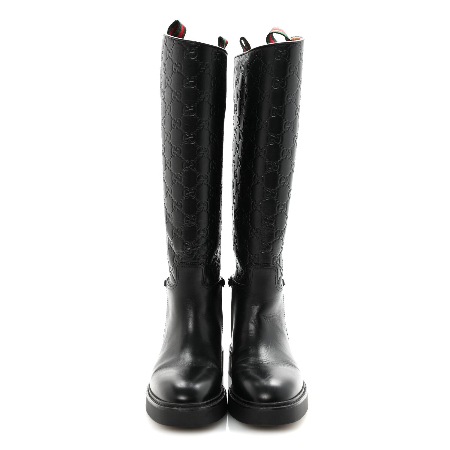 Guccissima Michelangelo Slim Horsebit Riding Boots 37 Black