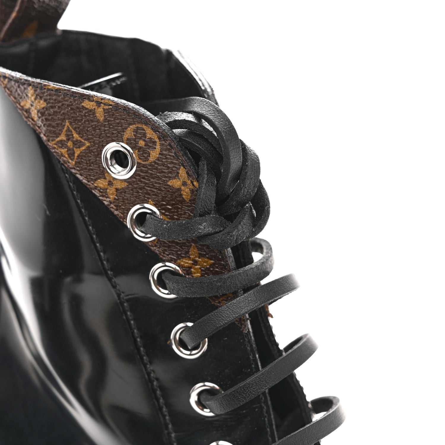 Glazed Calfskin Monogram Star Trail Ankle Boots 39 Black