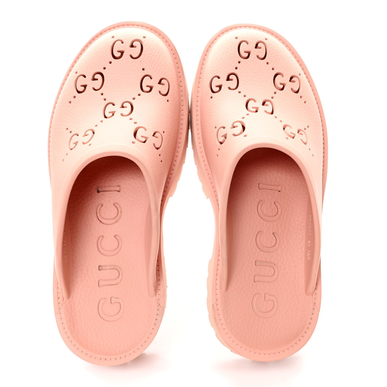 Rubber GG Monogram Perforated Elea Platform 55mm Lug Sole Sandals 41 Peachy Chic
