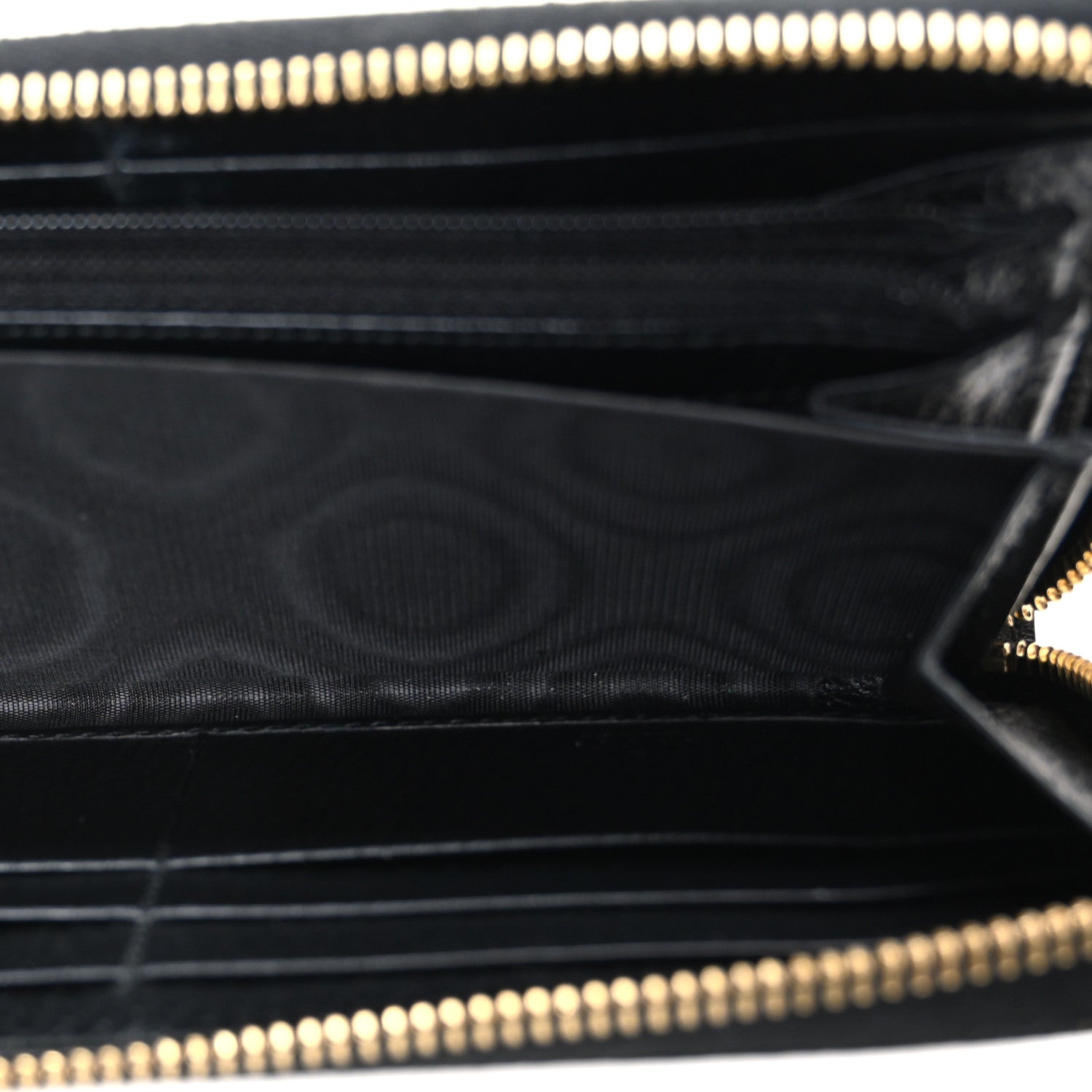 Dollar Calfskin GG Supreme Monogram GG Marmont Zip Around Wallet Black Beige Ebony