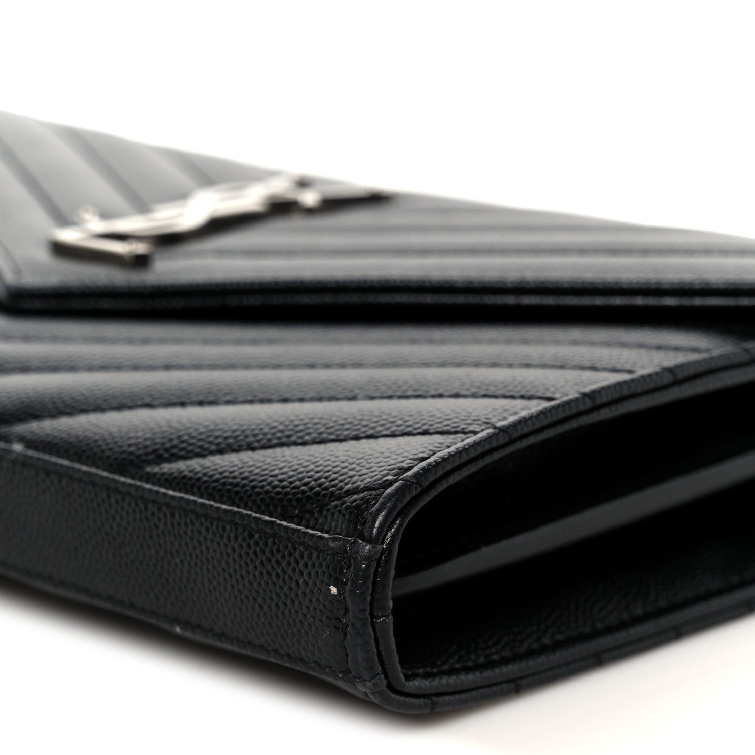 Grain De Poudre Matelasse Chevron Monogram Chain Wallet Black