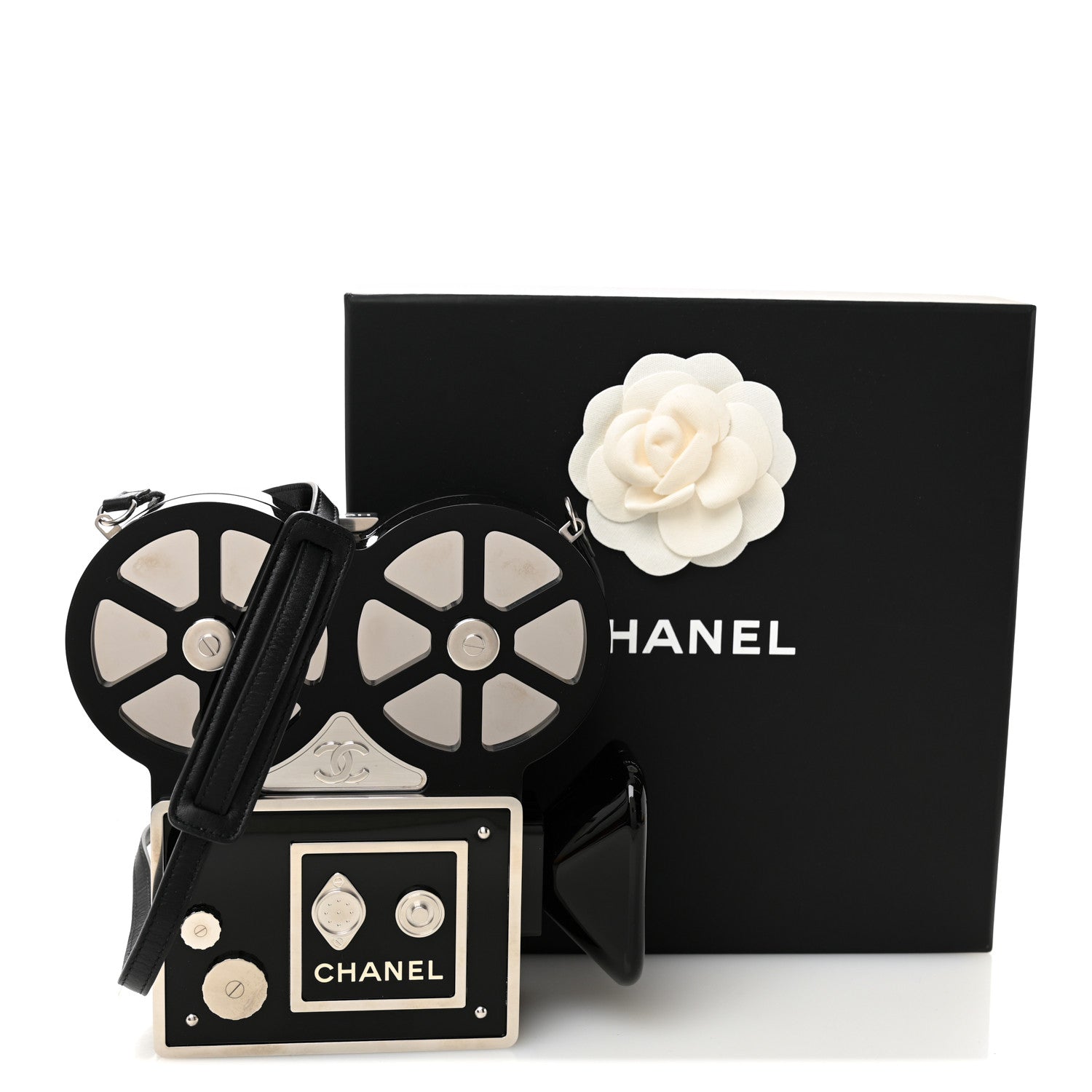 Plexiglass Crystal Buonasera Film Projector Minaudiere Clutch Black