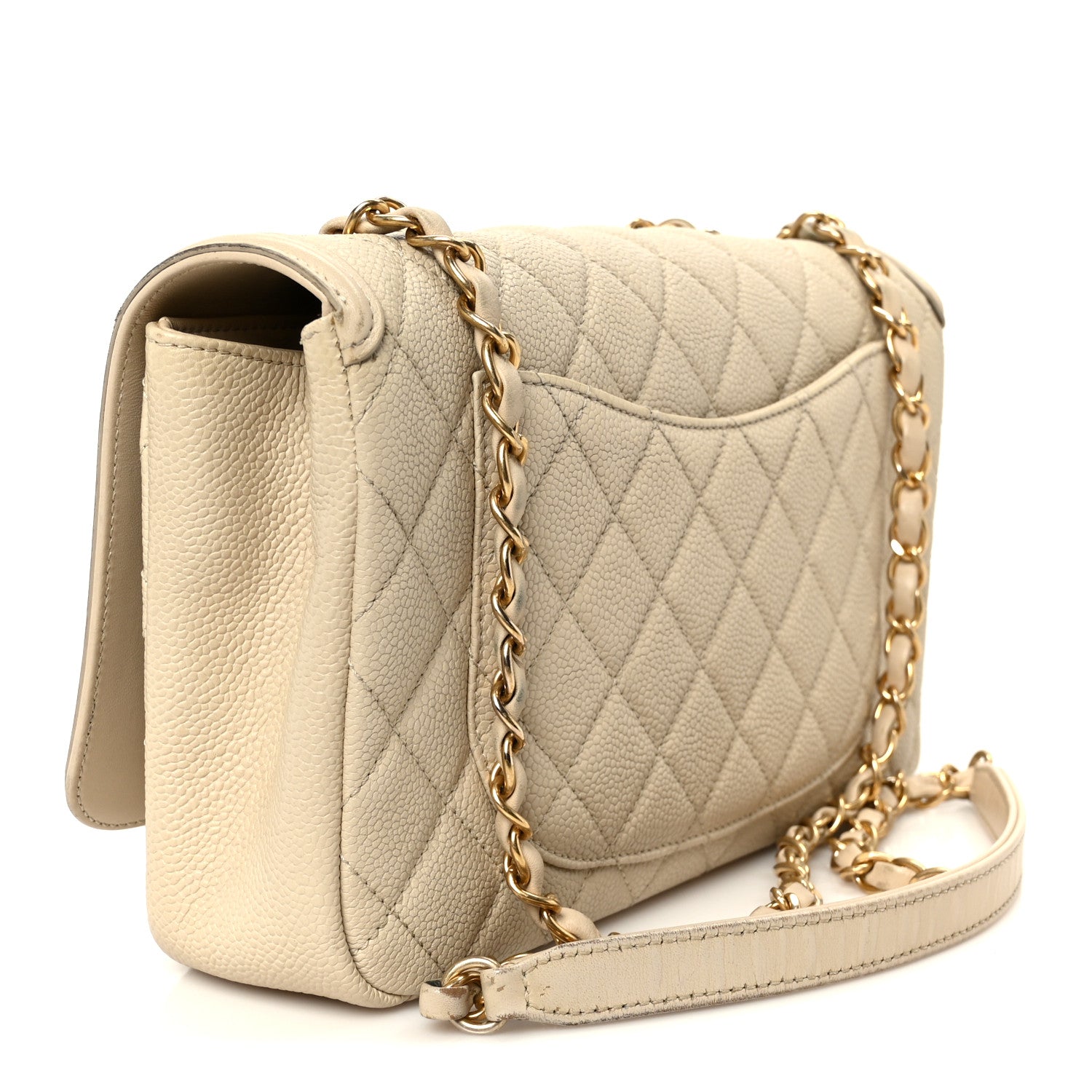 Caviar Quilted Medium CC Filigree Flap Beige