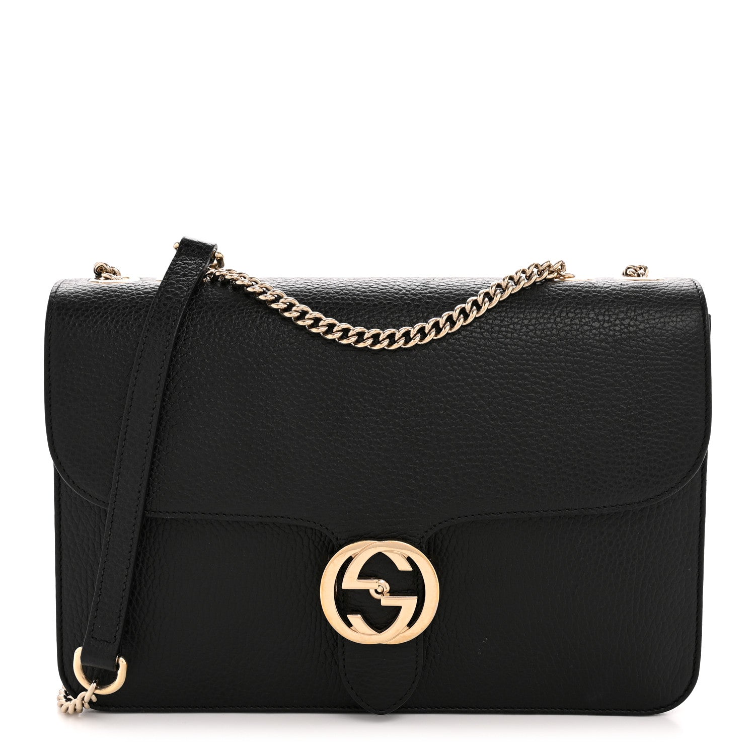 Dollar Calfskin Interlocking G Shoulder Bag Black