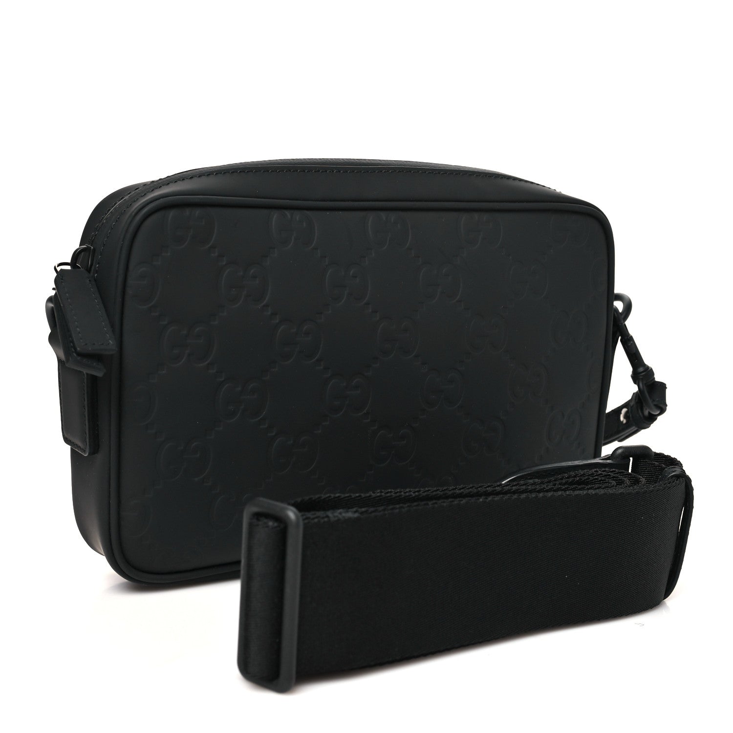 Rubber Effect Monogram GG Crossbody Bag Black