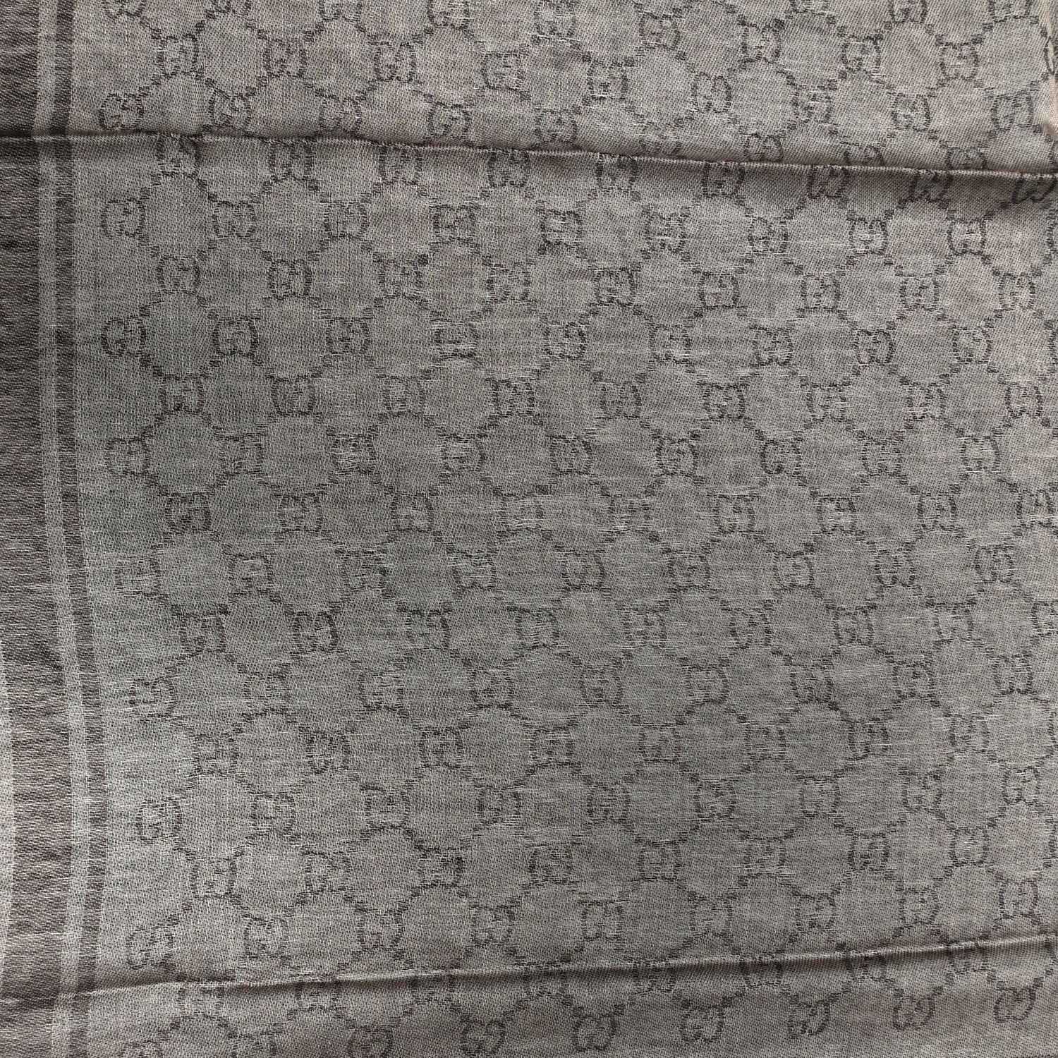 Wool Silk GG Monogram Diamante Plaid Surviee Shawl Beige Dark Brown