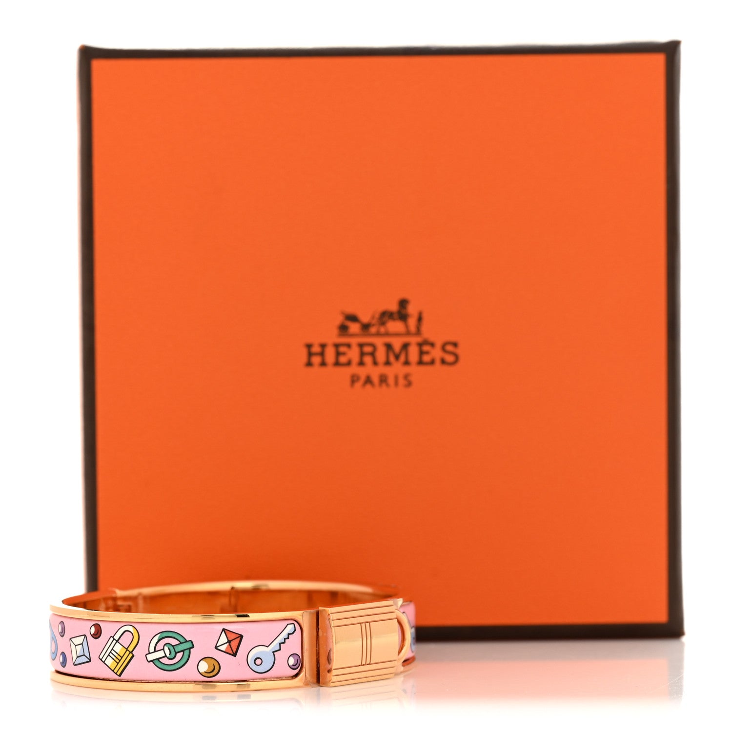 Enamel Narrow Clic Cadenas Locky Me Bracelet PM Ultra Pink