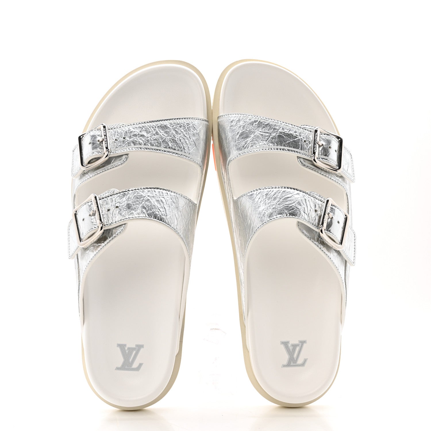 Metallic Mix Materials Mens LV Script Trainer Mules 11 Silver Multicolor