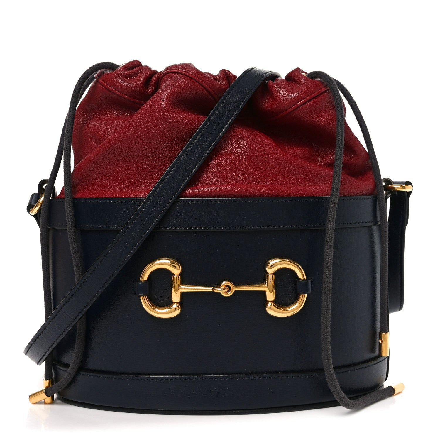 Azalea Sakai Be Green Calfskin Horsebit 1955 Drawstring Bucket Bag Blue New Cherry Red