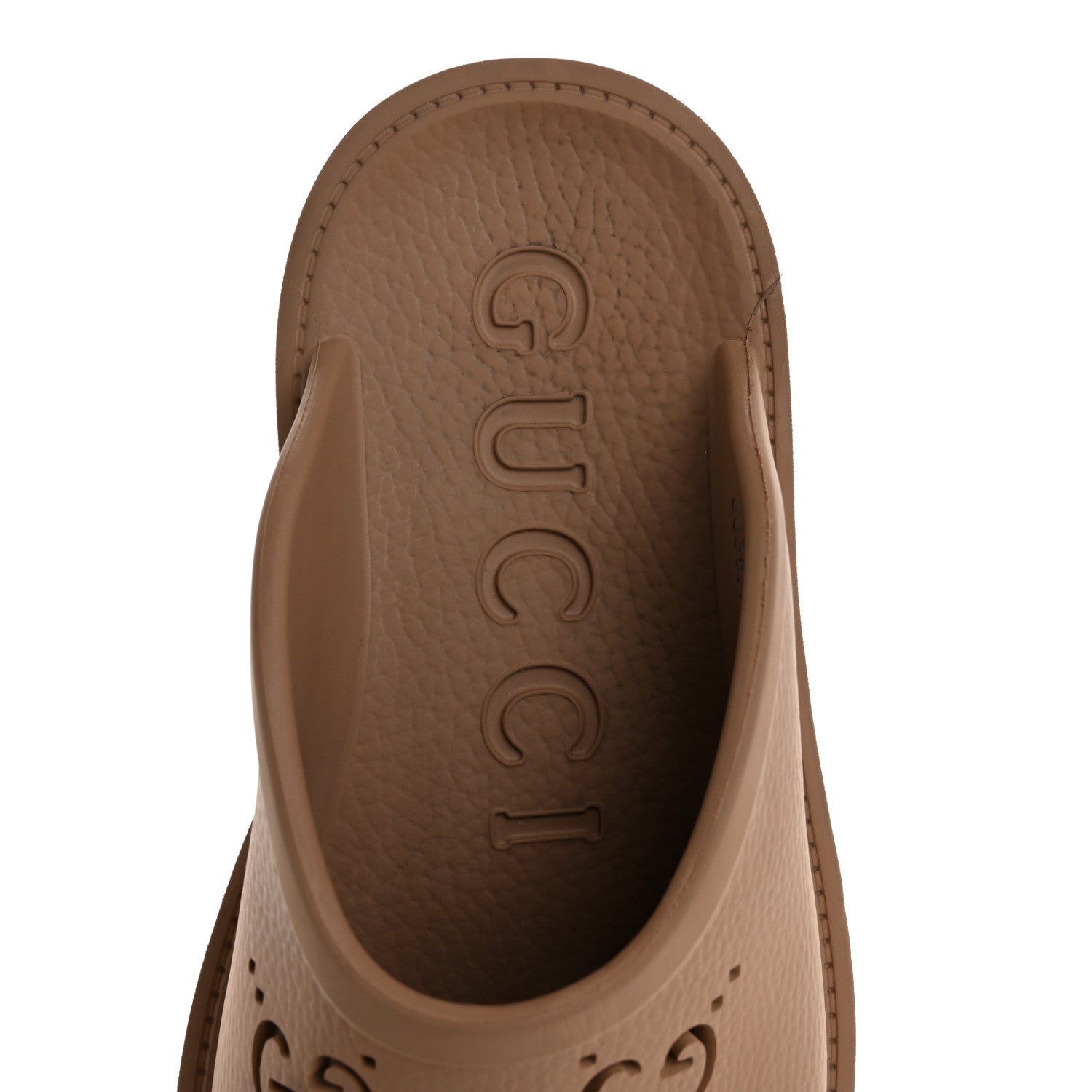Rubber GG Monogram Perforated Elea Platform 55mm Lug Sole Sandals 36 Vintage Camel