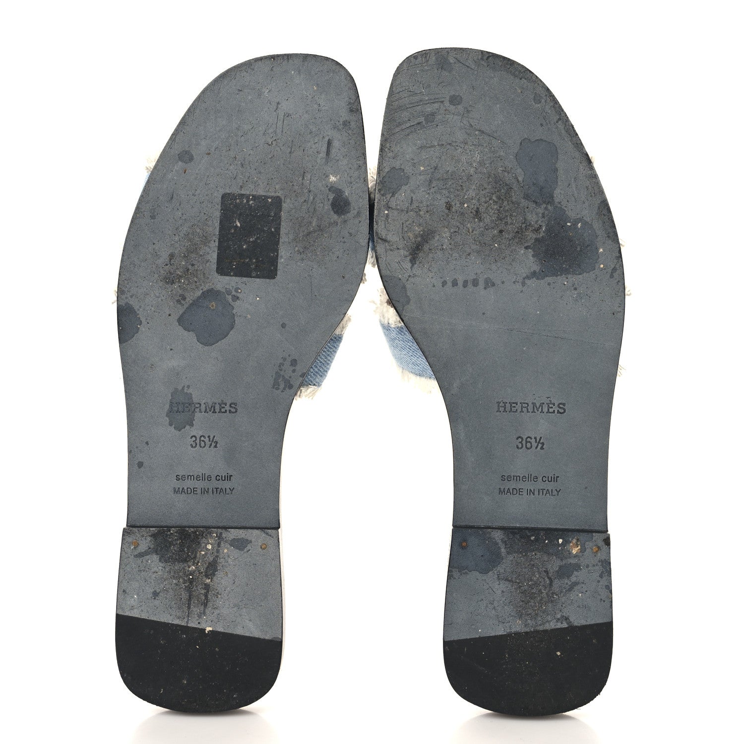 Denim Oran Fringe Sandals 36.5 Bleu Clair