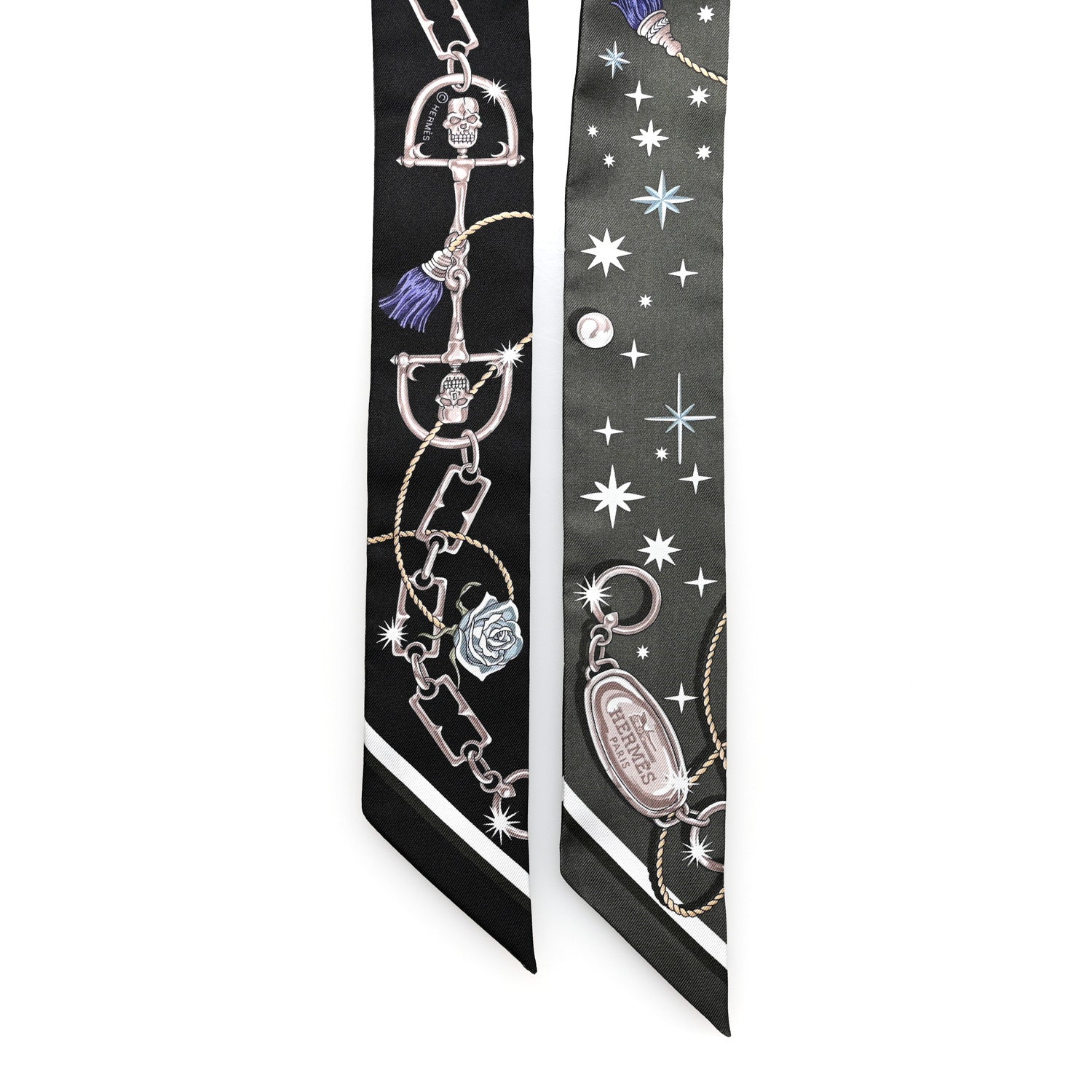 Silk C'est la Fete Twilly Kaki Fonce White Black