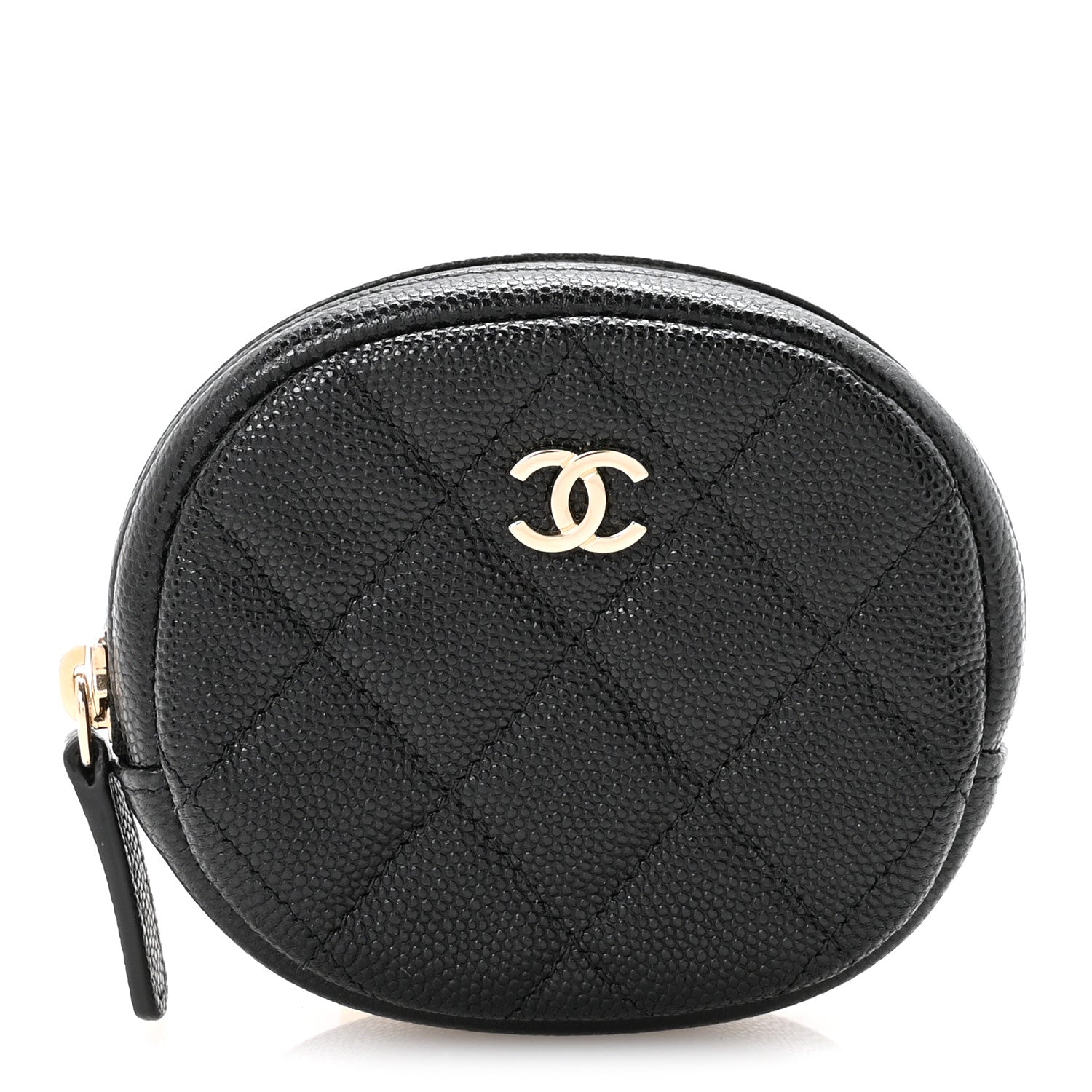 Caviar Quilted Zip Around Classic Coin Purse Black