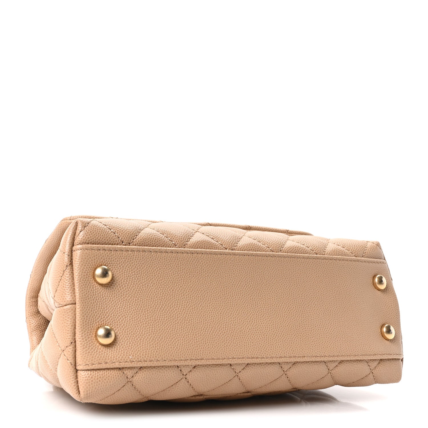 Caviar Quilted Mini Coco Handle Flap Beige