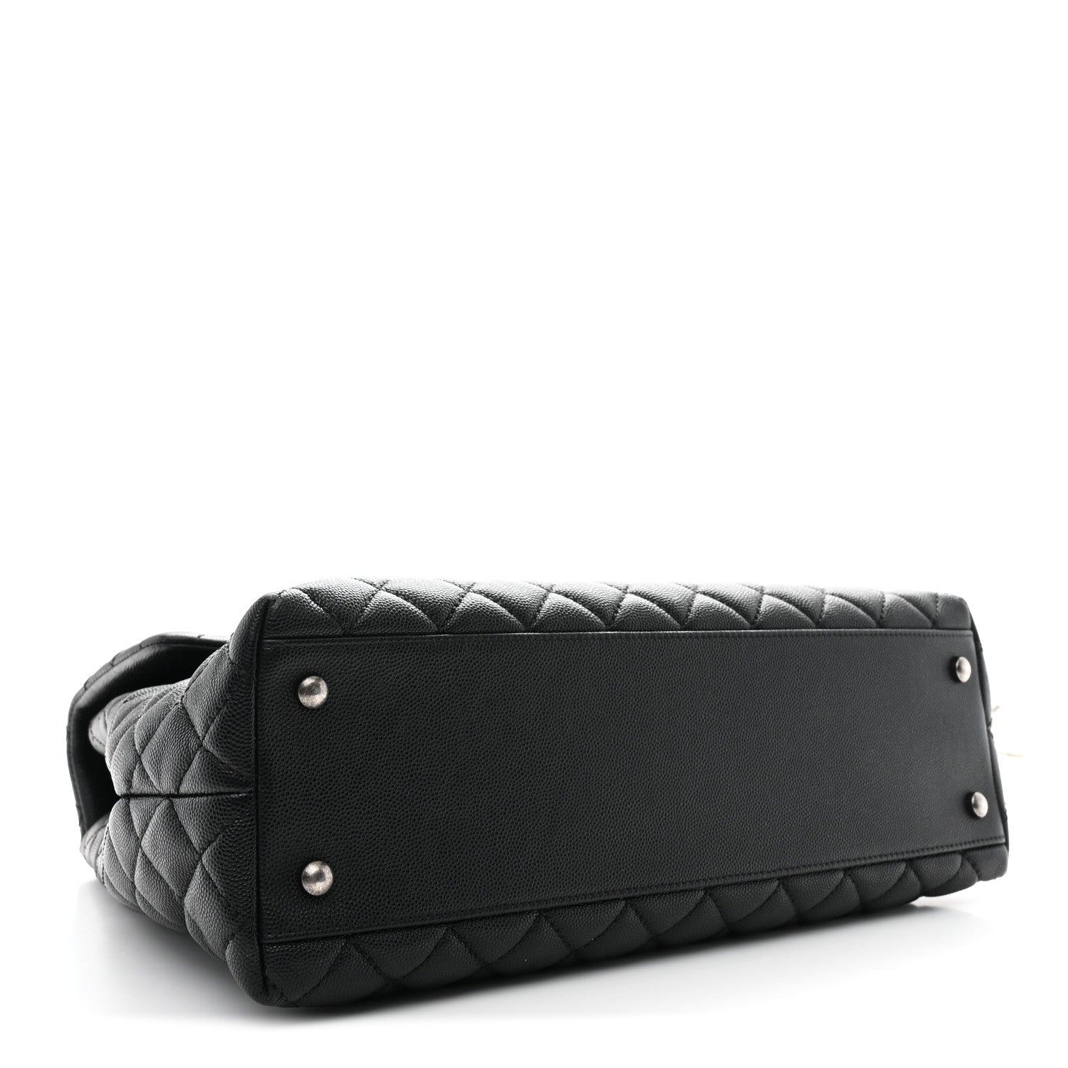 Caviar Quilted Large Coco Handle Flap Black