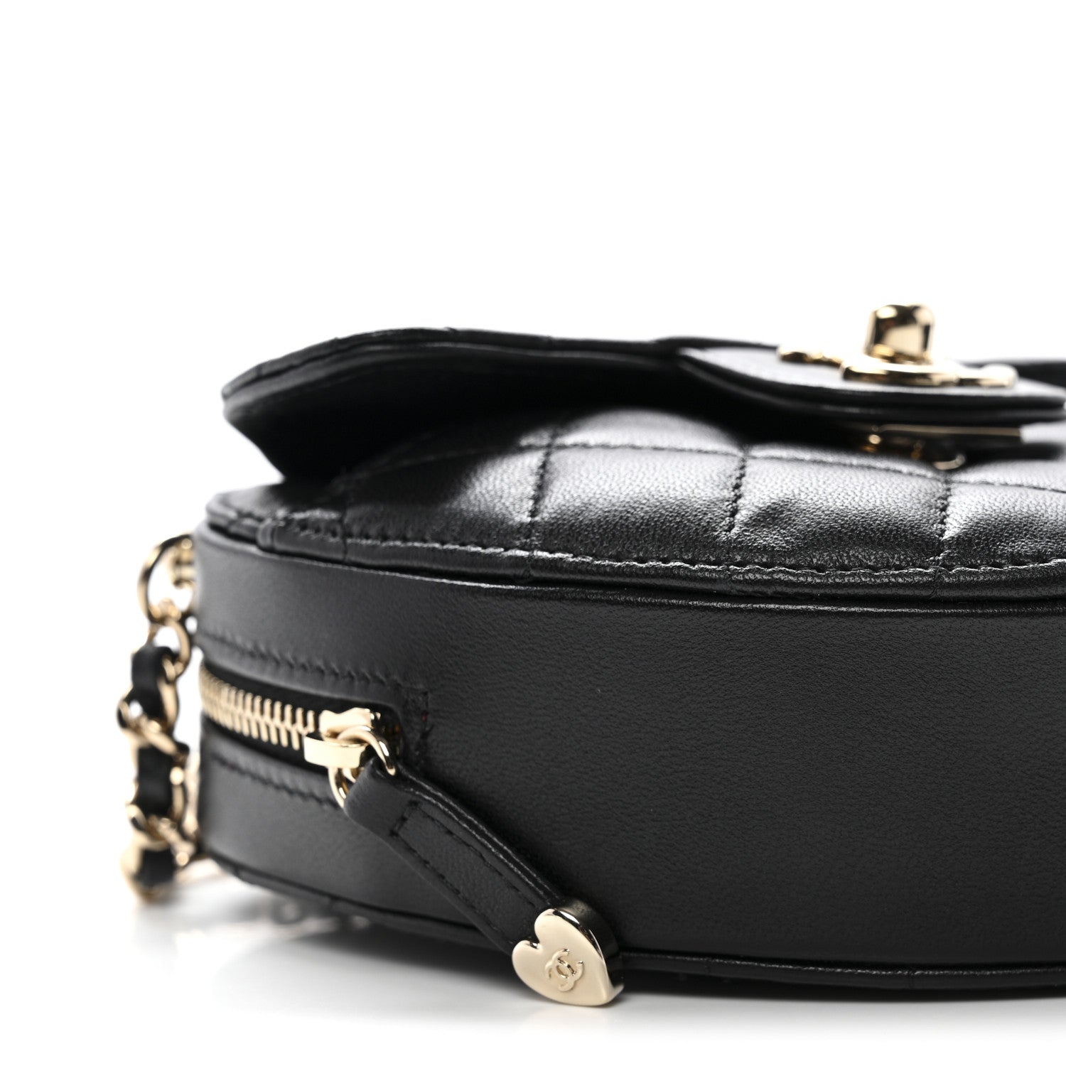 Lambskin Quilted CC In Love Heart Clutch With Chain Black