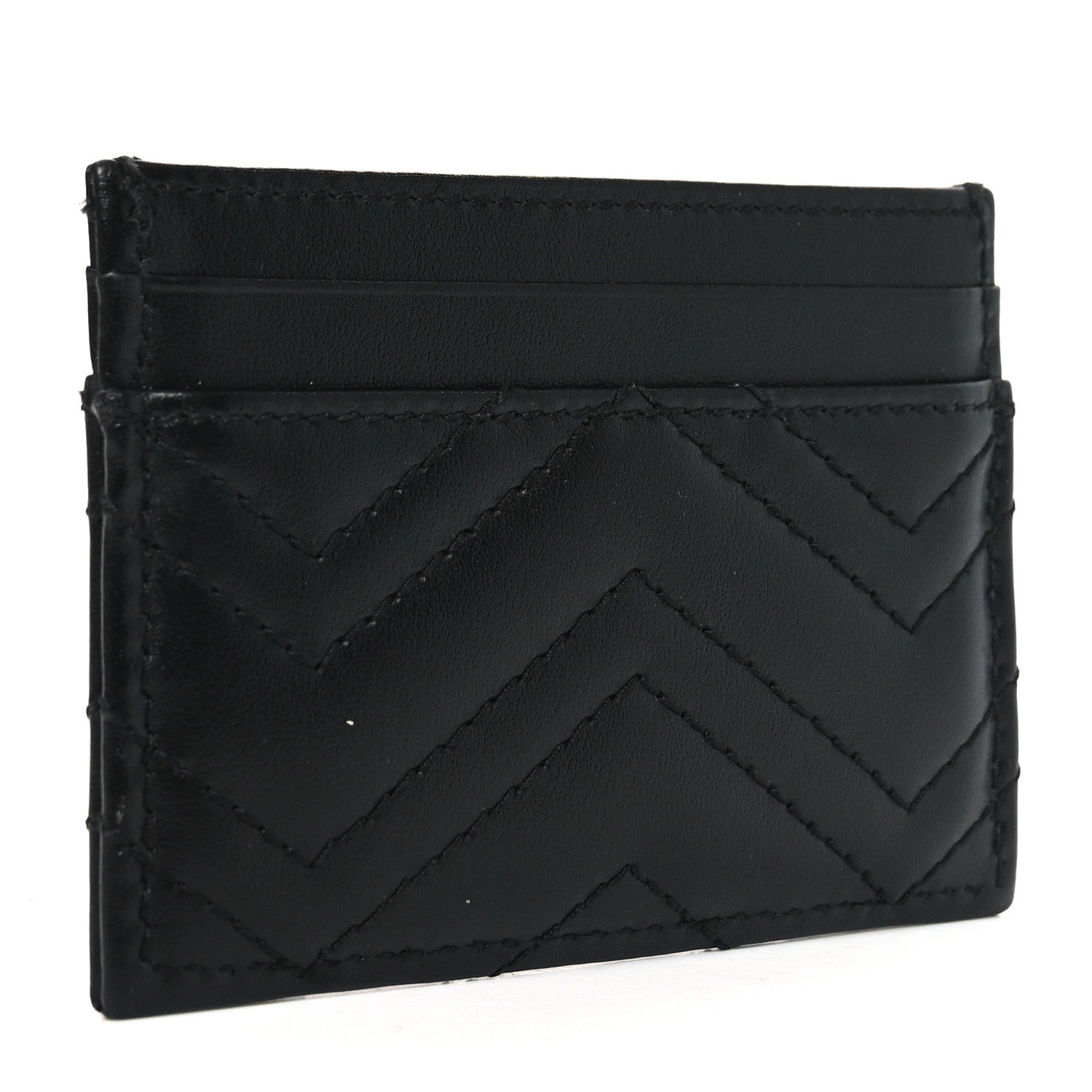 Calfskin Matelasse GG Marmont Card Holder Black