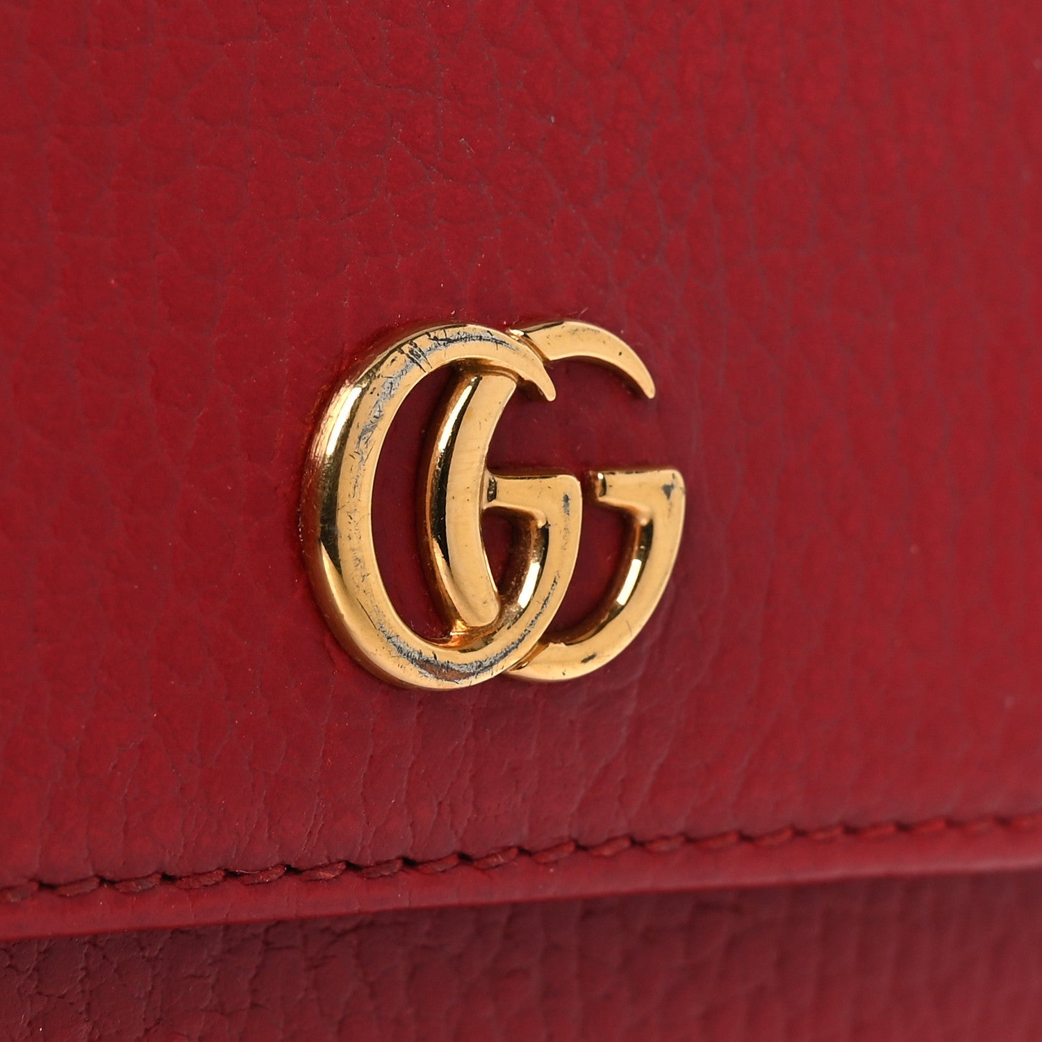 Dollar Calfskin Double G French Flap Wallet Hibiscus Red