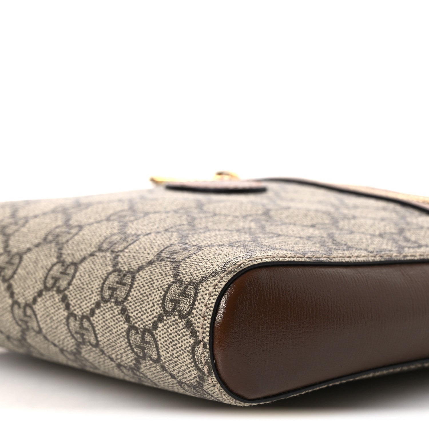 GG Supreme Monogram Azalea Calfskin Retro Interlocking G Flat Messenger Bag Beige Ebony Brown Sugar