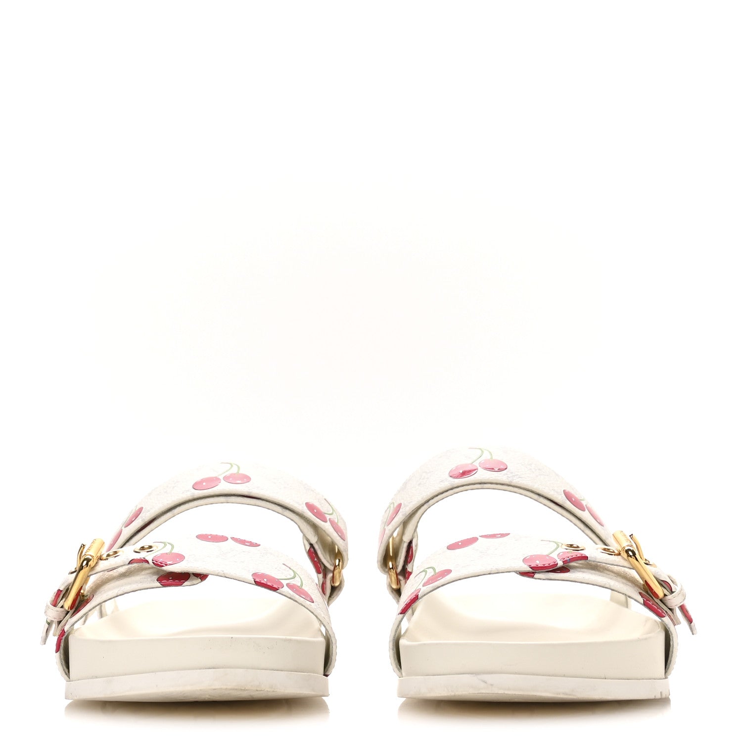 LV X TM Monogram Cerises Bom Dia Comfort Mule Sandals 42 White