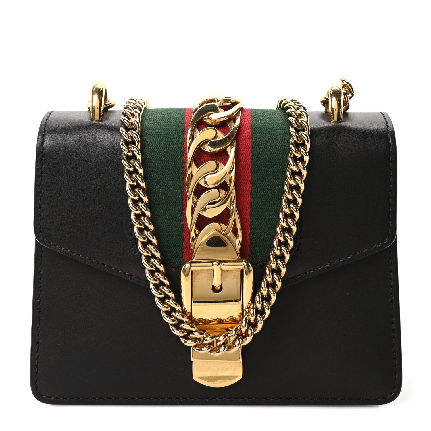 Calfskin Mini Sylvie Chain Shoulder Bag Black
