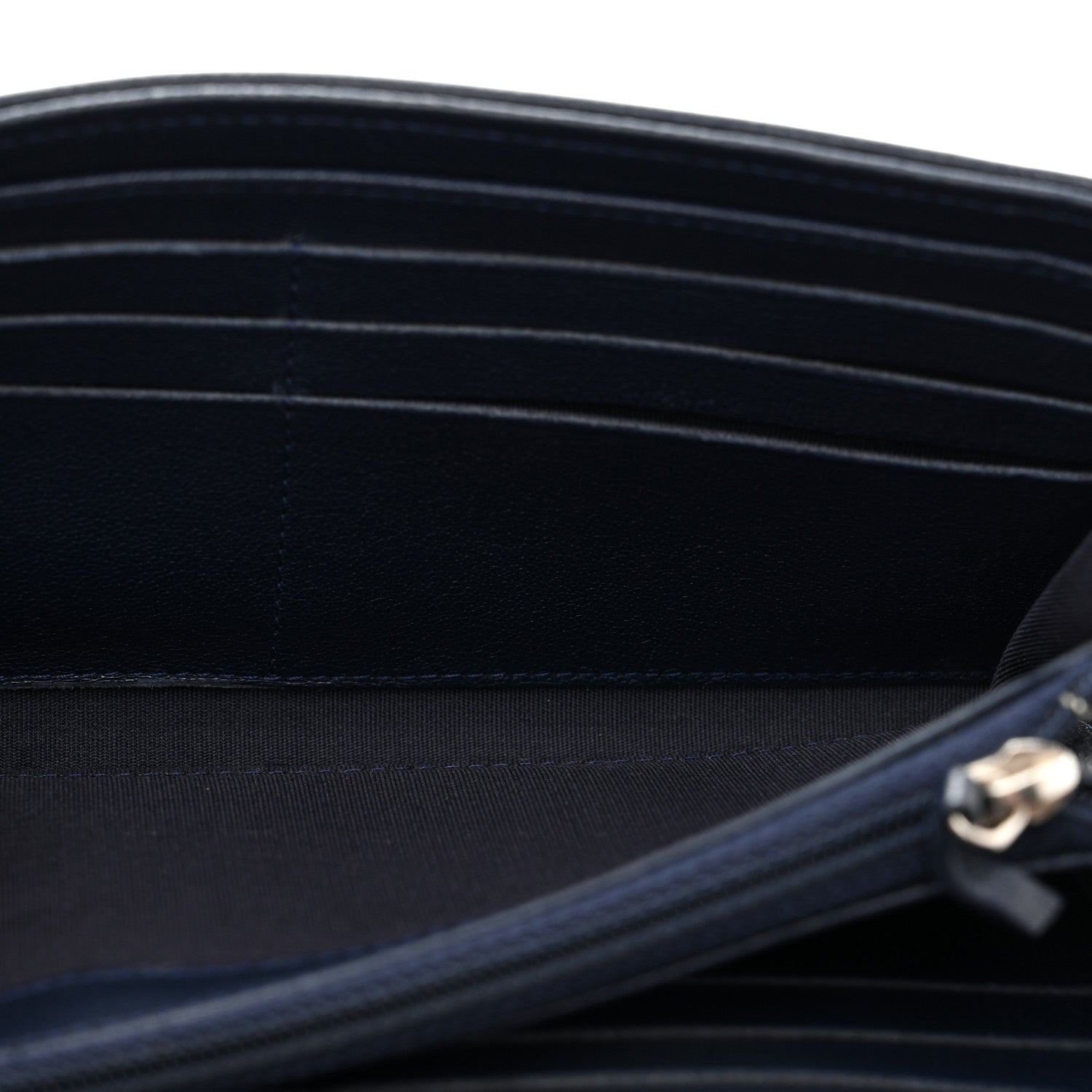Sheepskin Quilted Mademoiselle Vintage Zip Around Wallet Navy