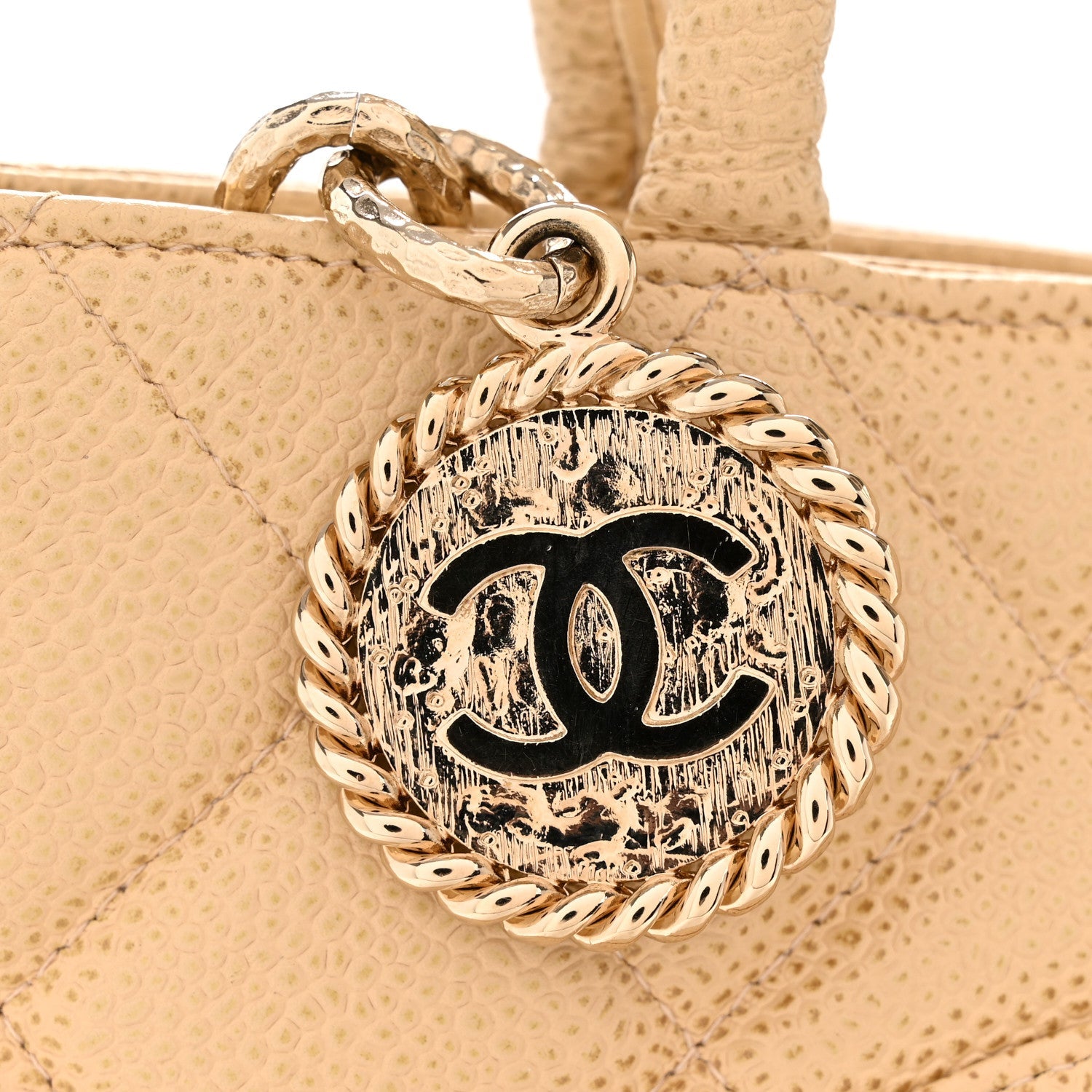 Caviar Quilted Medallion Tote Beige