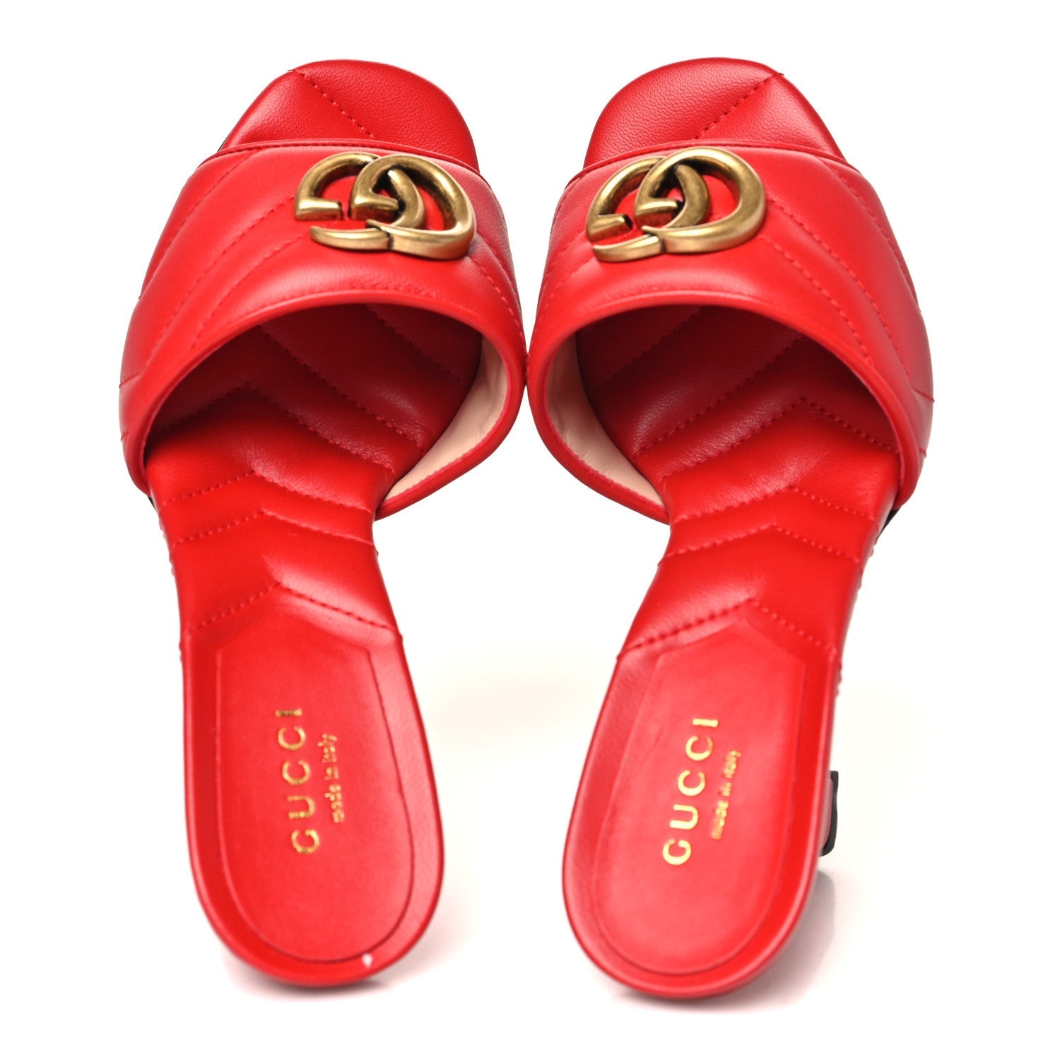 Nappa Matelasse GG Marmont 75mm Slide Sandals 35 Maple Red