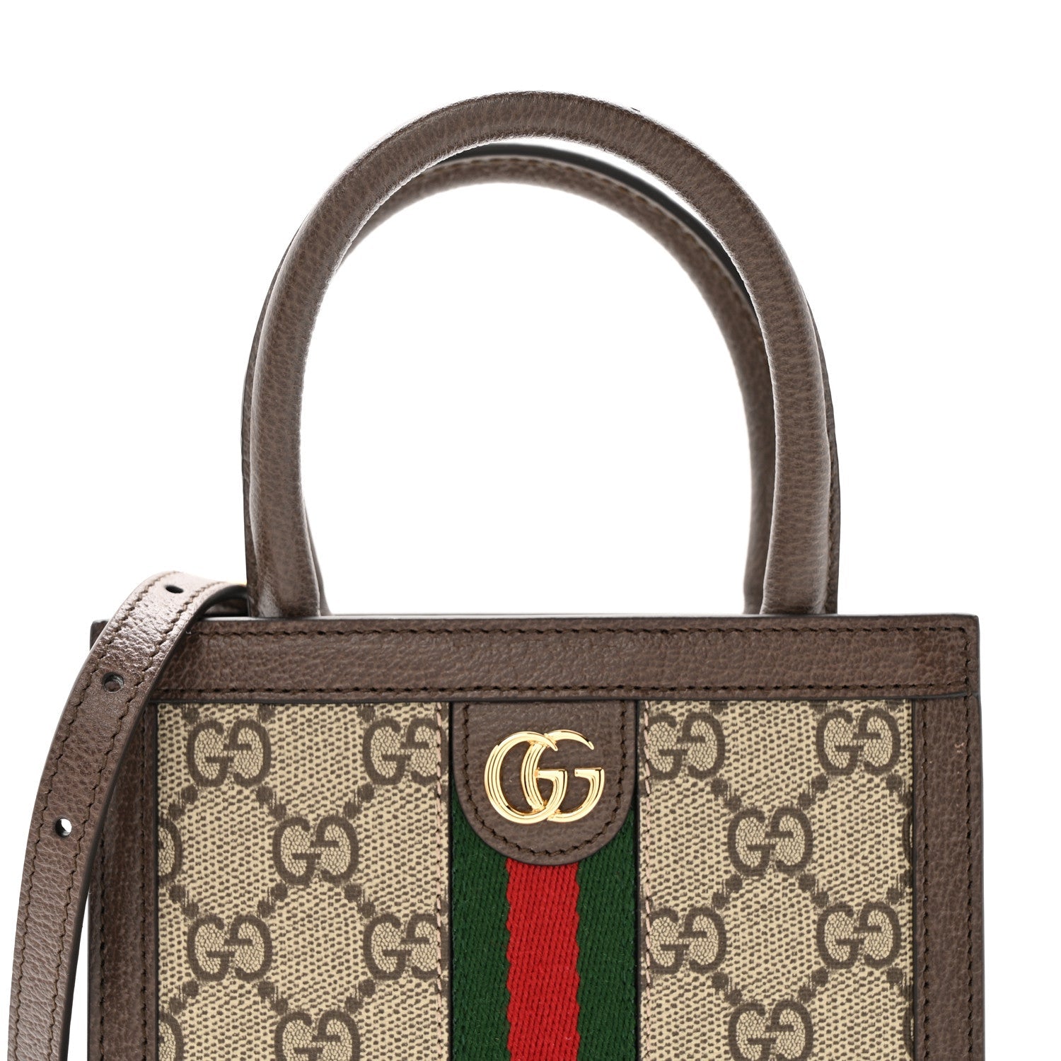 GG Supreme Monogram Textured Dollar Calfskin Web Super Mini Ophidia Mini Tote Bag Beige Ebony New Acero