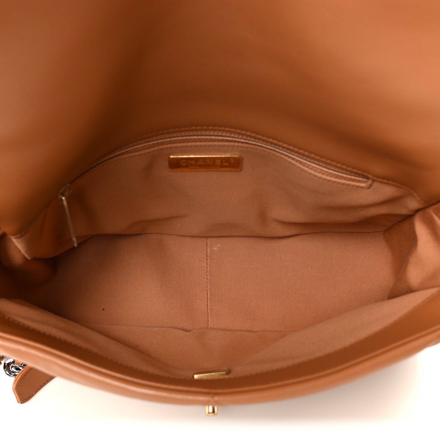 Lambskin Quilted Large Chanel 19 Flap Brown