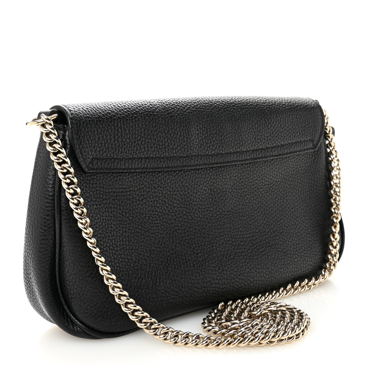 Pebbled Calfskin Medium Soho Flap Crossbody Black