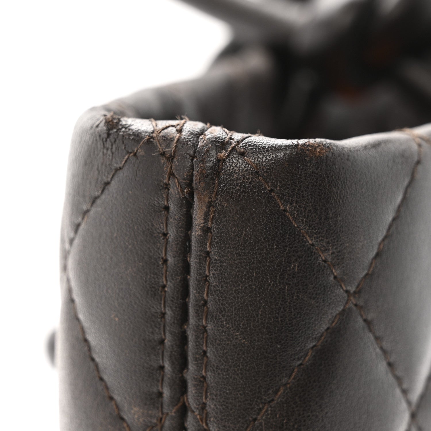 Calfskin Quilted Large Cambon Tote Brown