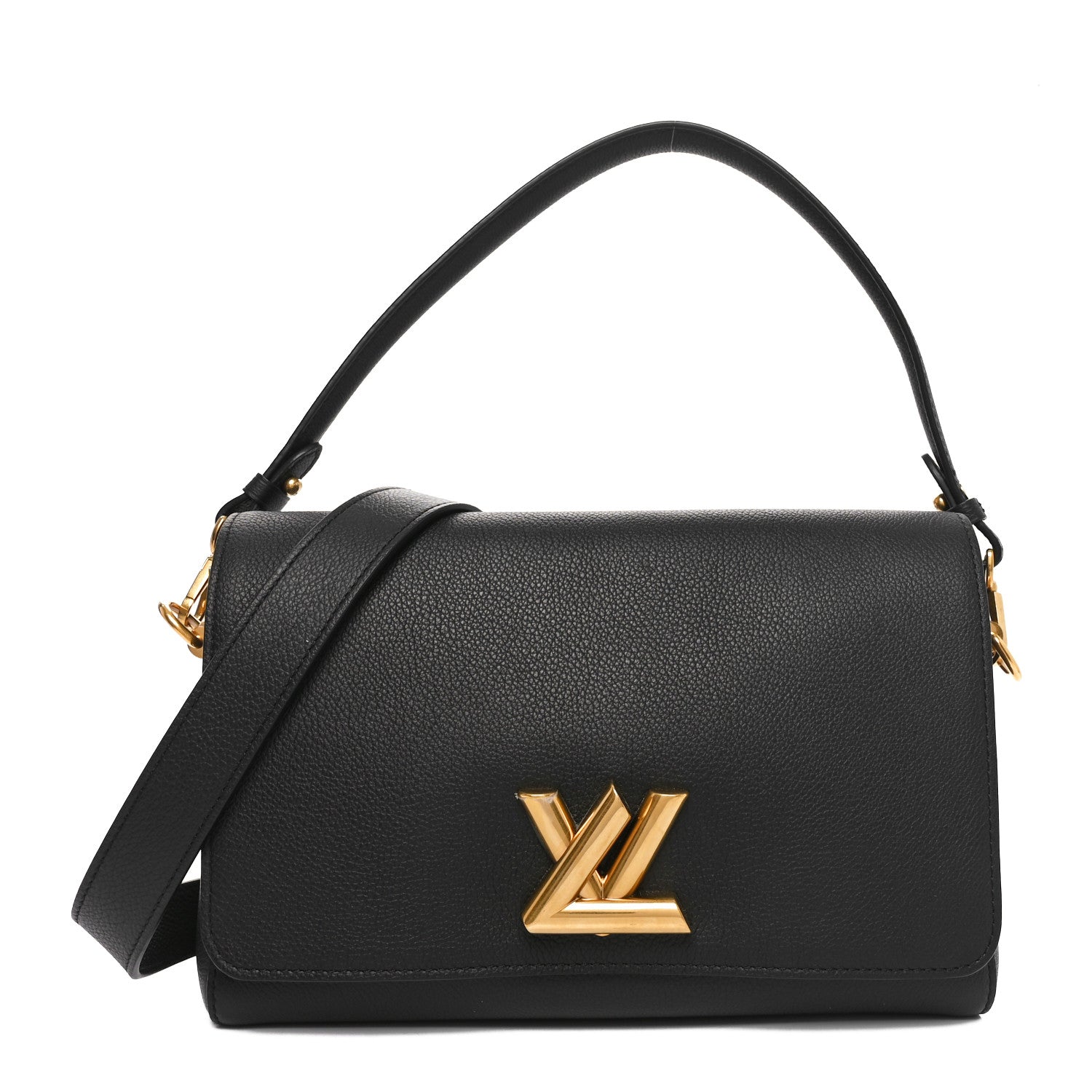 Calfskin Soft Twist Shoulder Bag Black