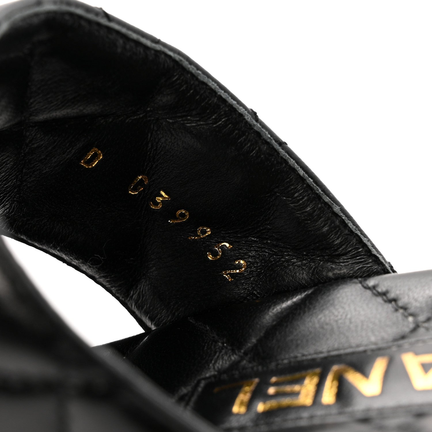 Shiny Goatskin Cork CC Wedge Sandals 37.5 Black