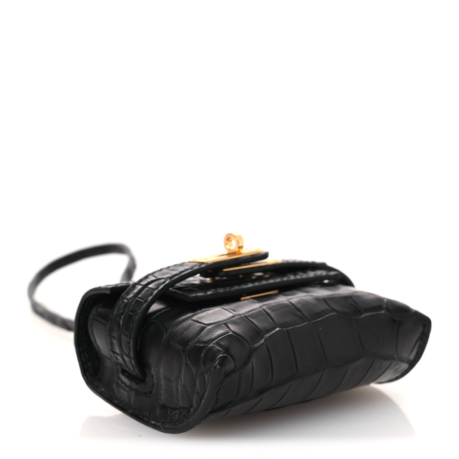 Matte Alligator Festival Kelly Bag Charm Black