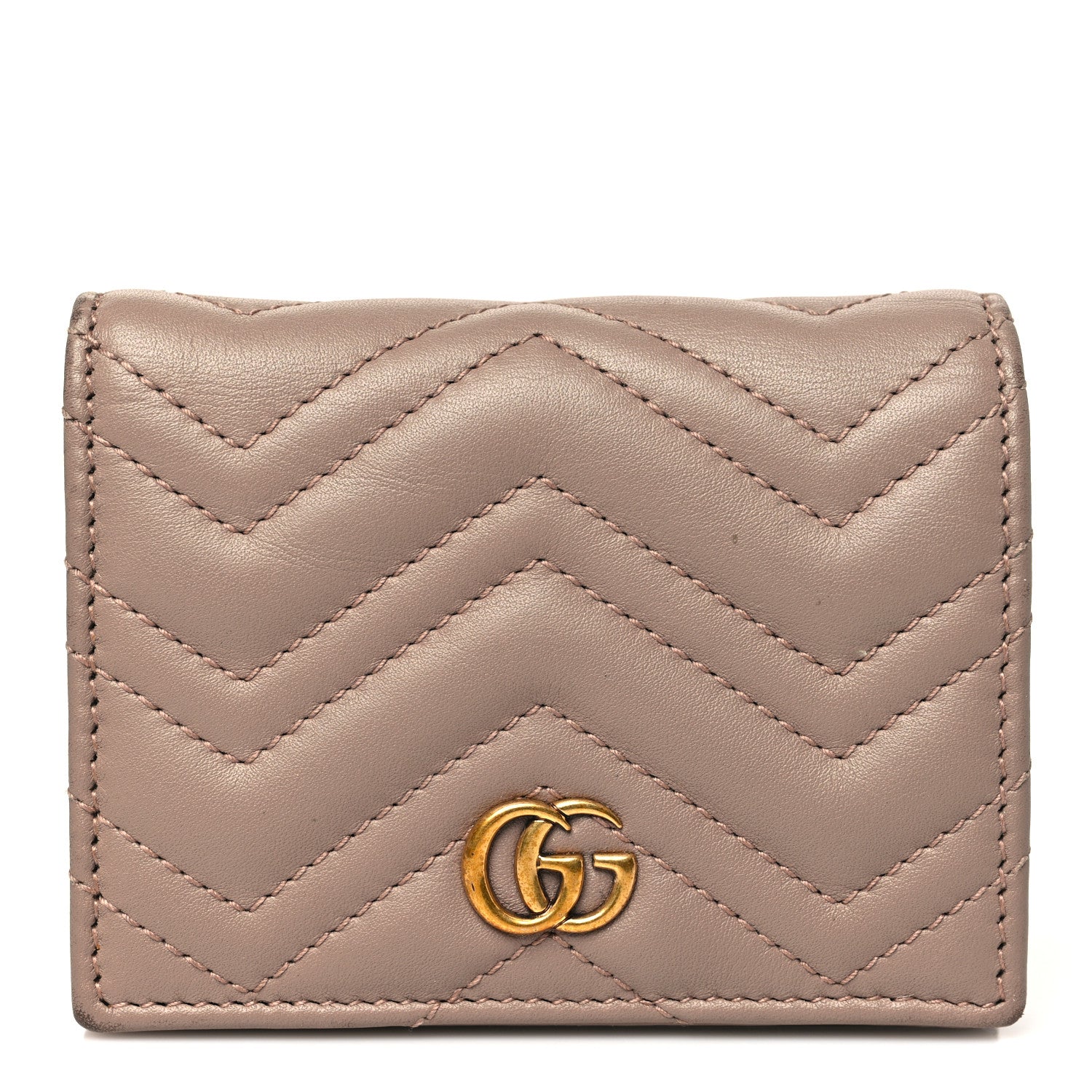 Calfskin Matelasse GG Marmont Card Case Wallet Porcelain Rose