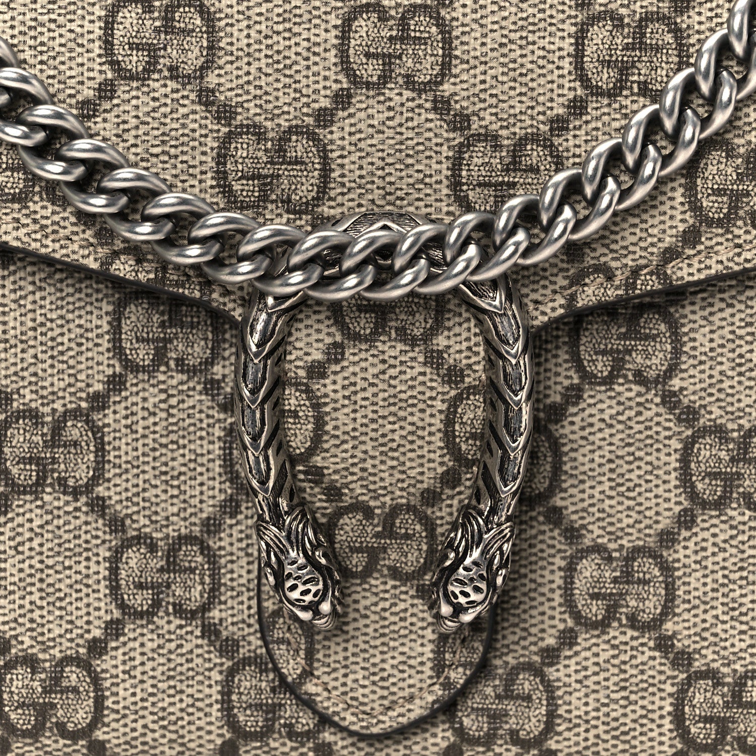 GG Supreme Monogram Mini Dionysus Chain Wallet Beige Taupe