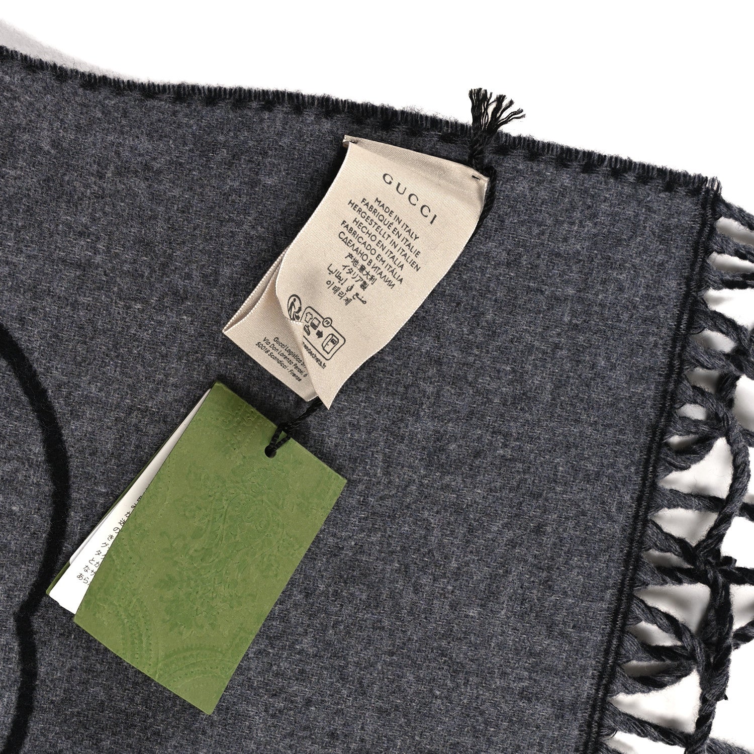 Wool Cashmere Interlocking G Scarf Grey Black