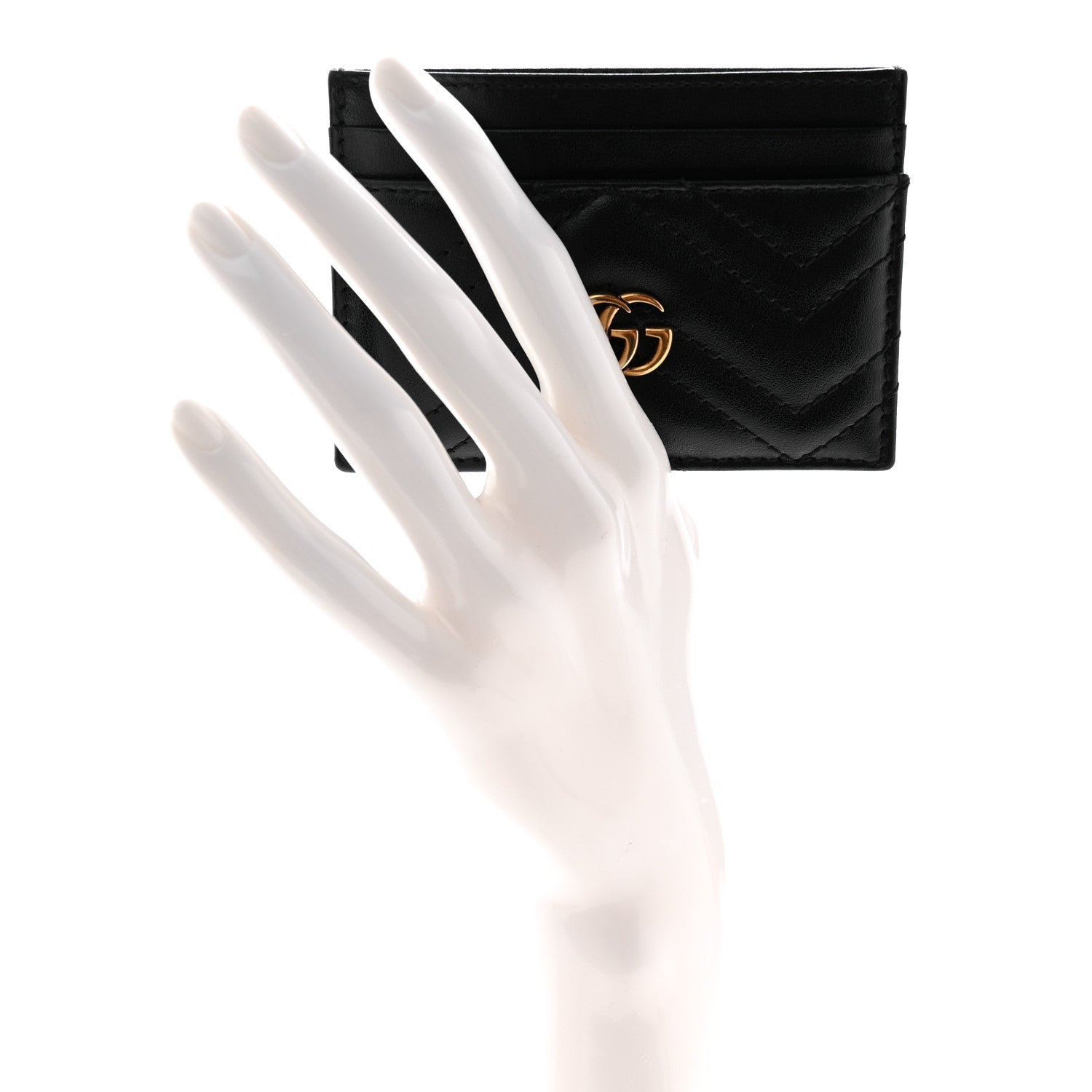 Calfskin Matelasse GG Marmont Card Holder Black